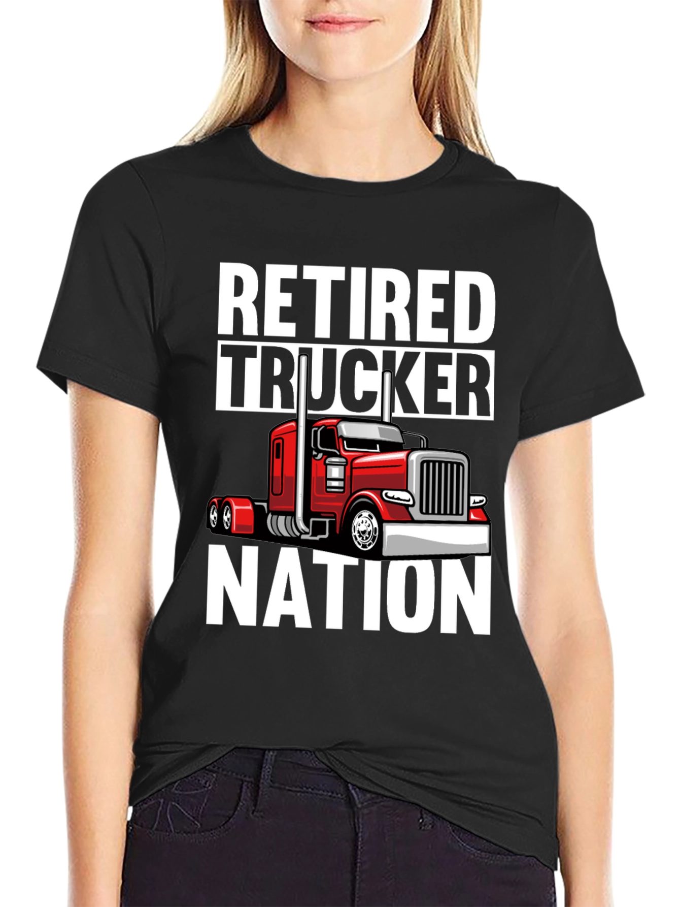 Retired Trucker Nation Black Graphic Tee