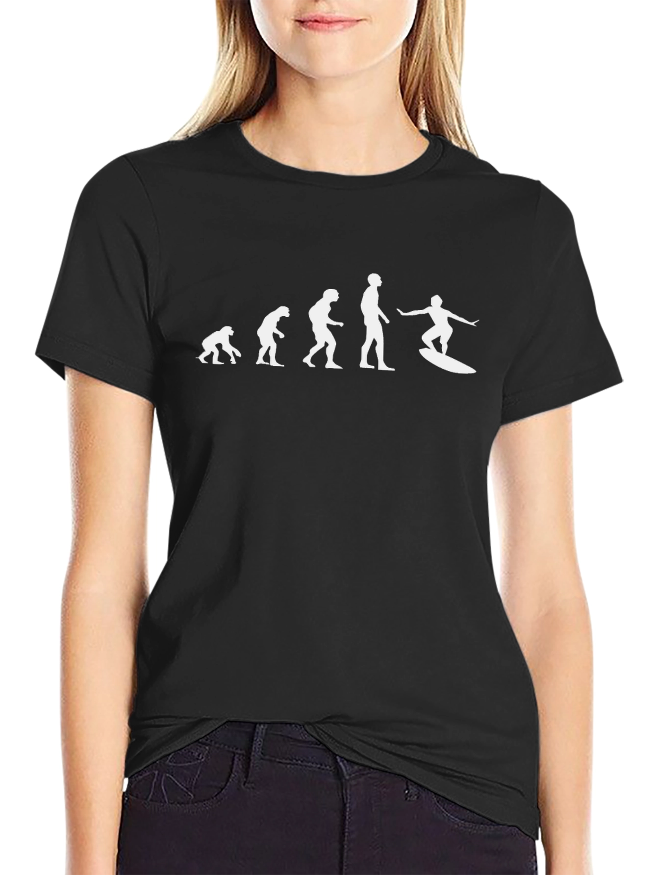 Evolution of Surfing Black T-Shirt