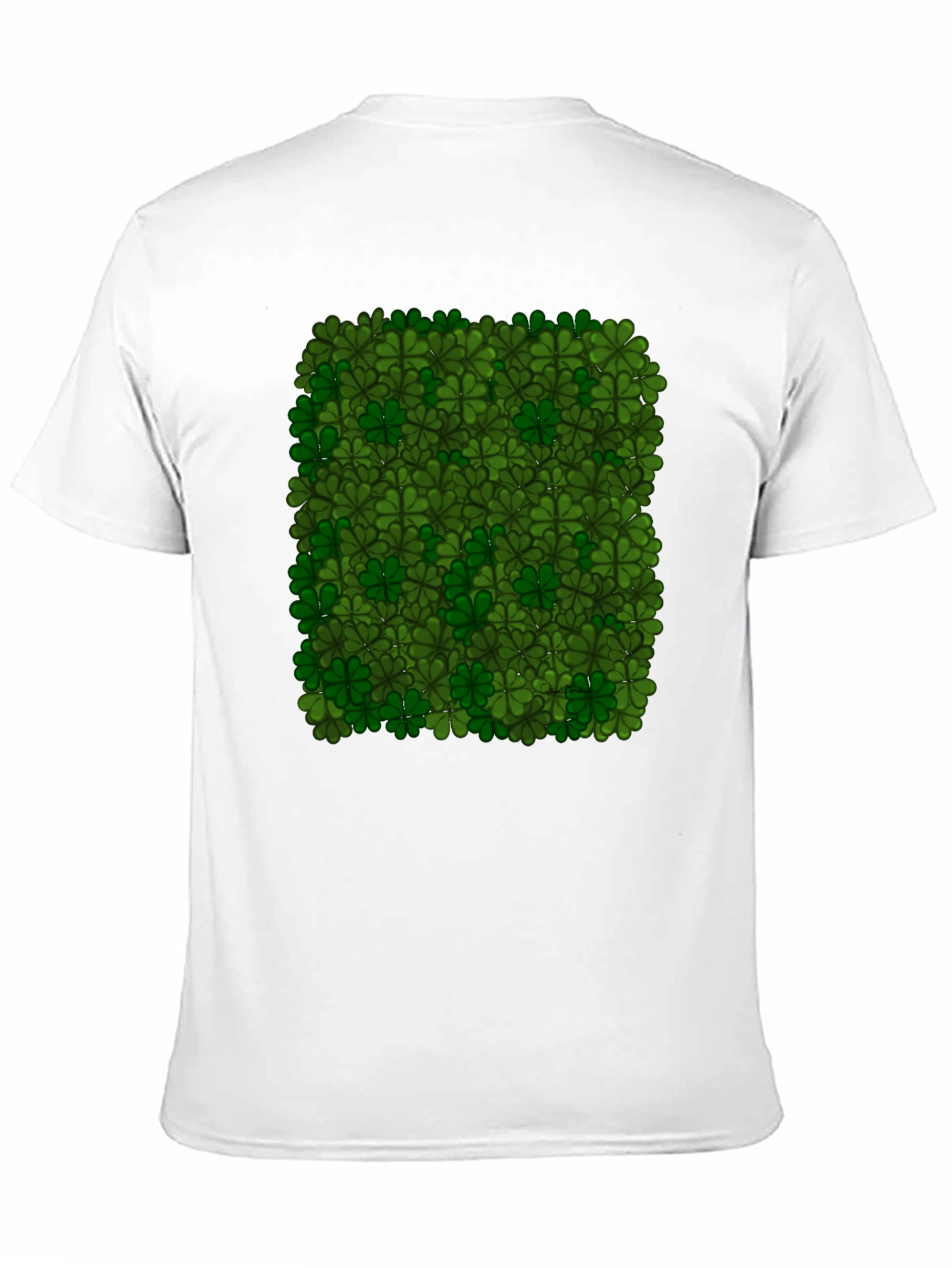 Lucky Clover Pattern Black T-Shirt