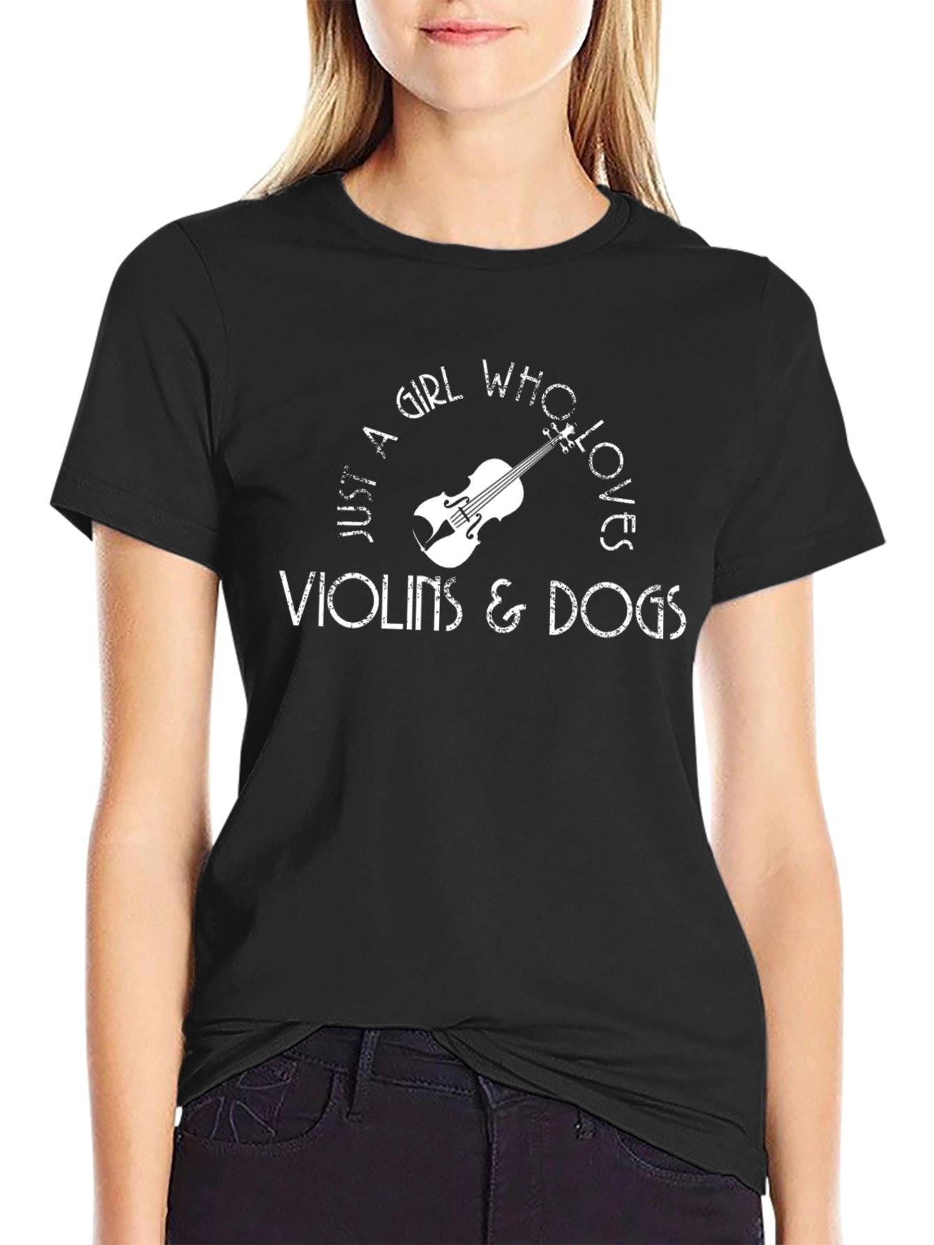 Violins & Dogs Lover T-Shirt - Black
