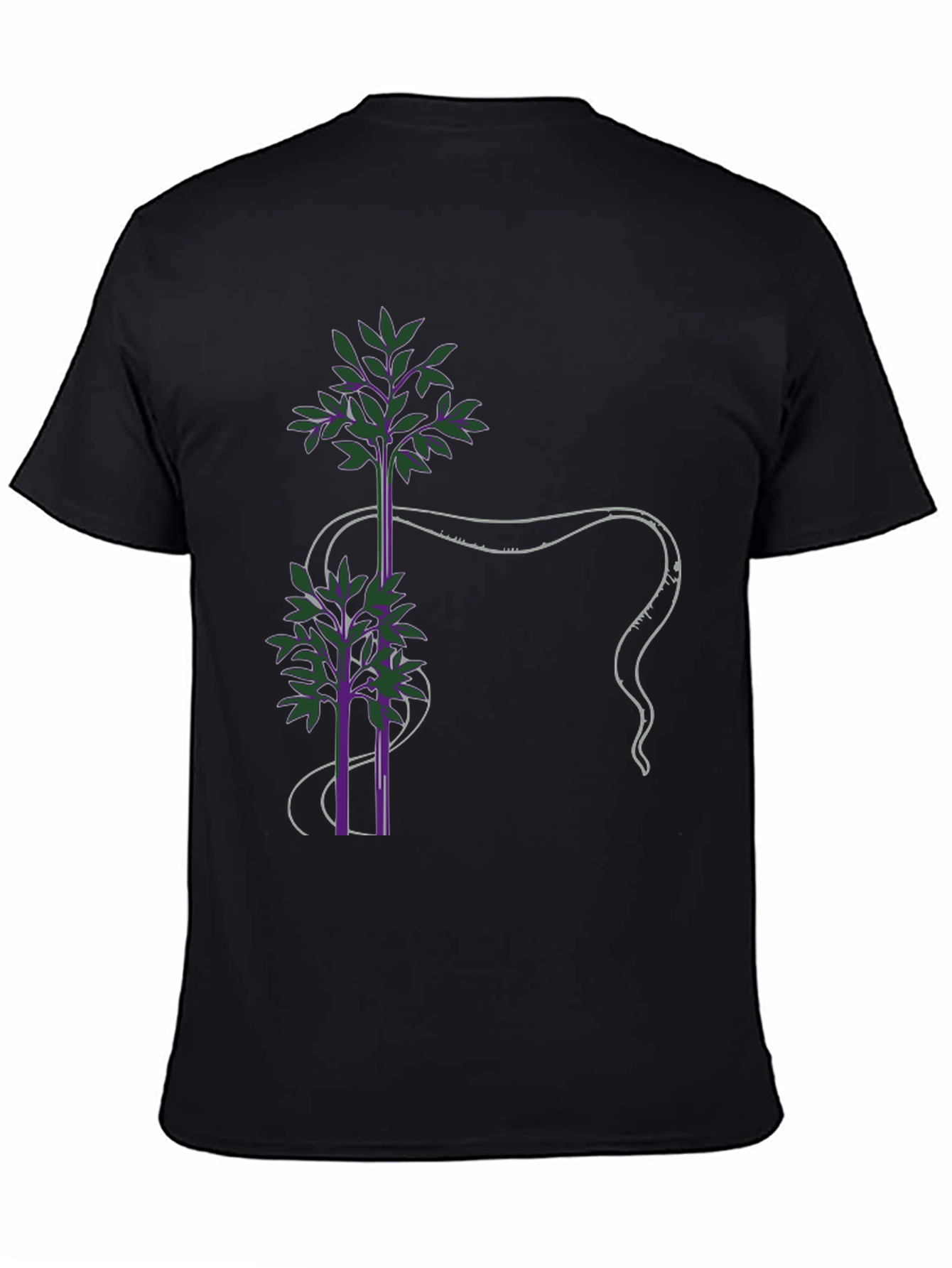 Unique Tree Design Black T-Shirt