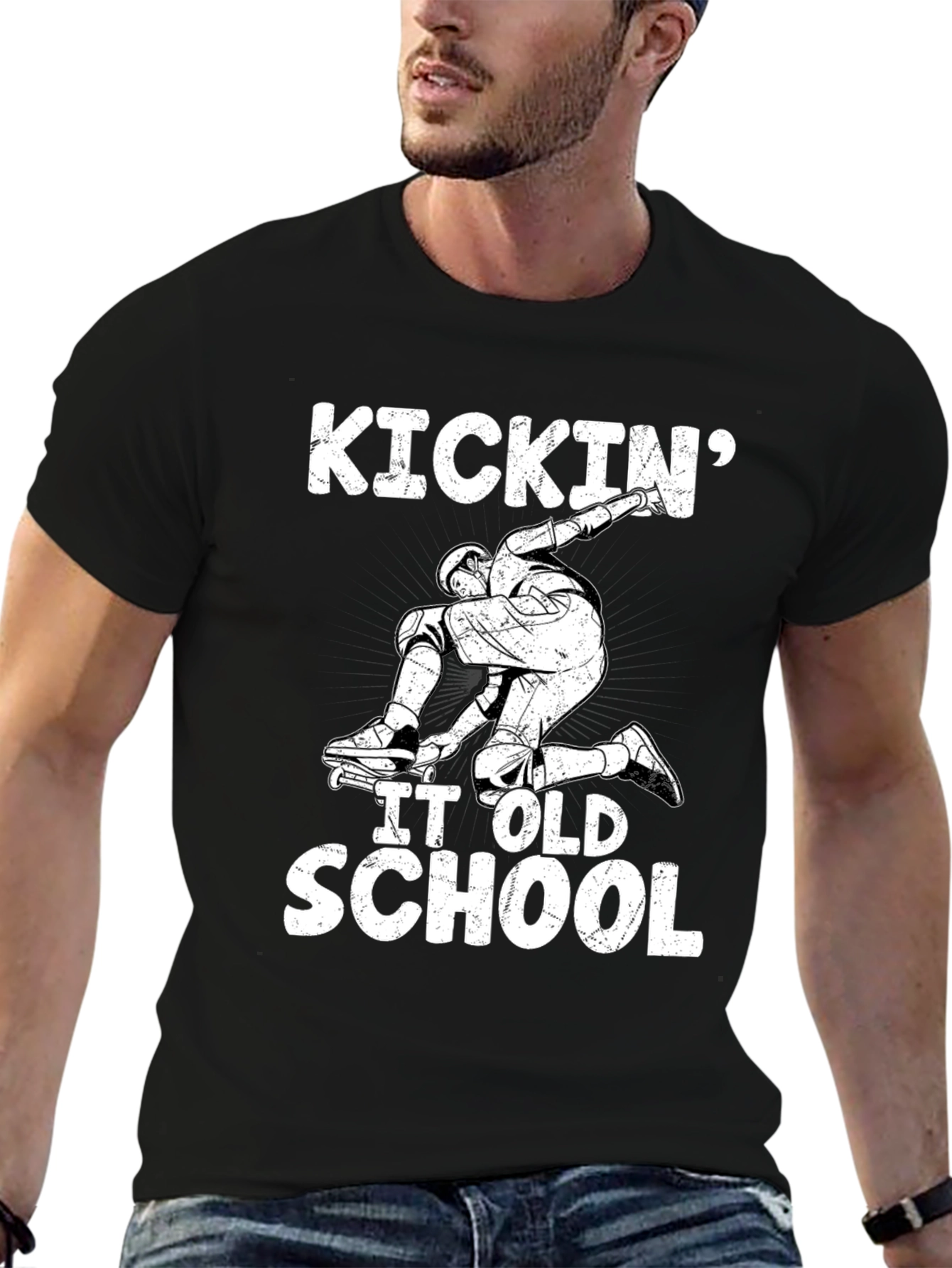Kickin It Old School Black Graphic Tee
