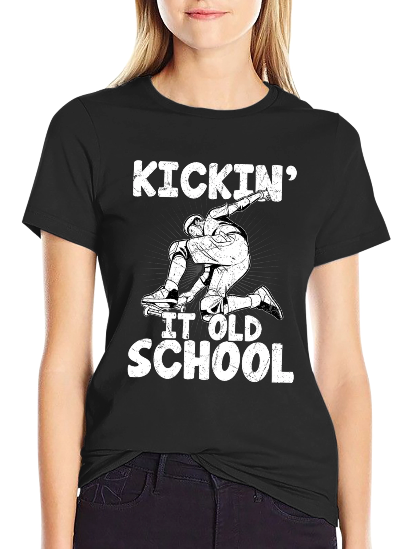 Kickin It Old School Black Graphic Tee