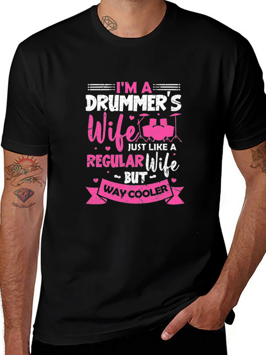 Drummers Wife Graphic Tee - Black Cotton