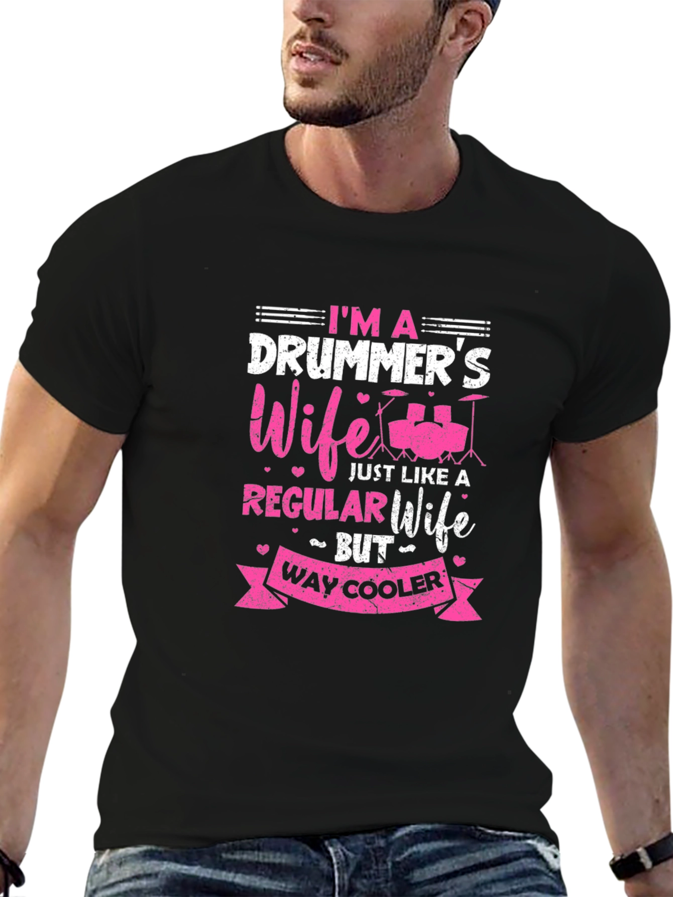 Drummers Wife Graphic Tee - Black Cotton