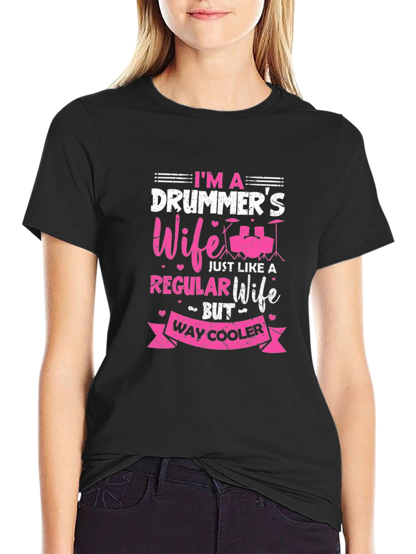 Drummers Wife Graphic Tee - Black Cotton