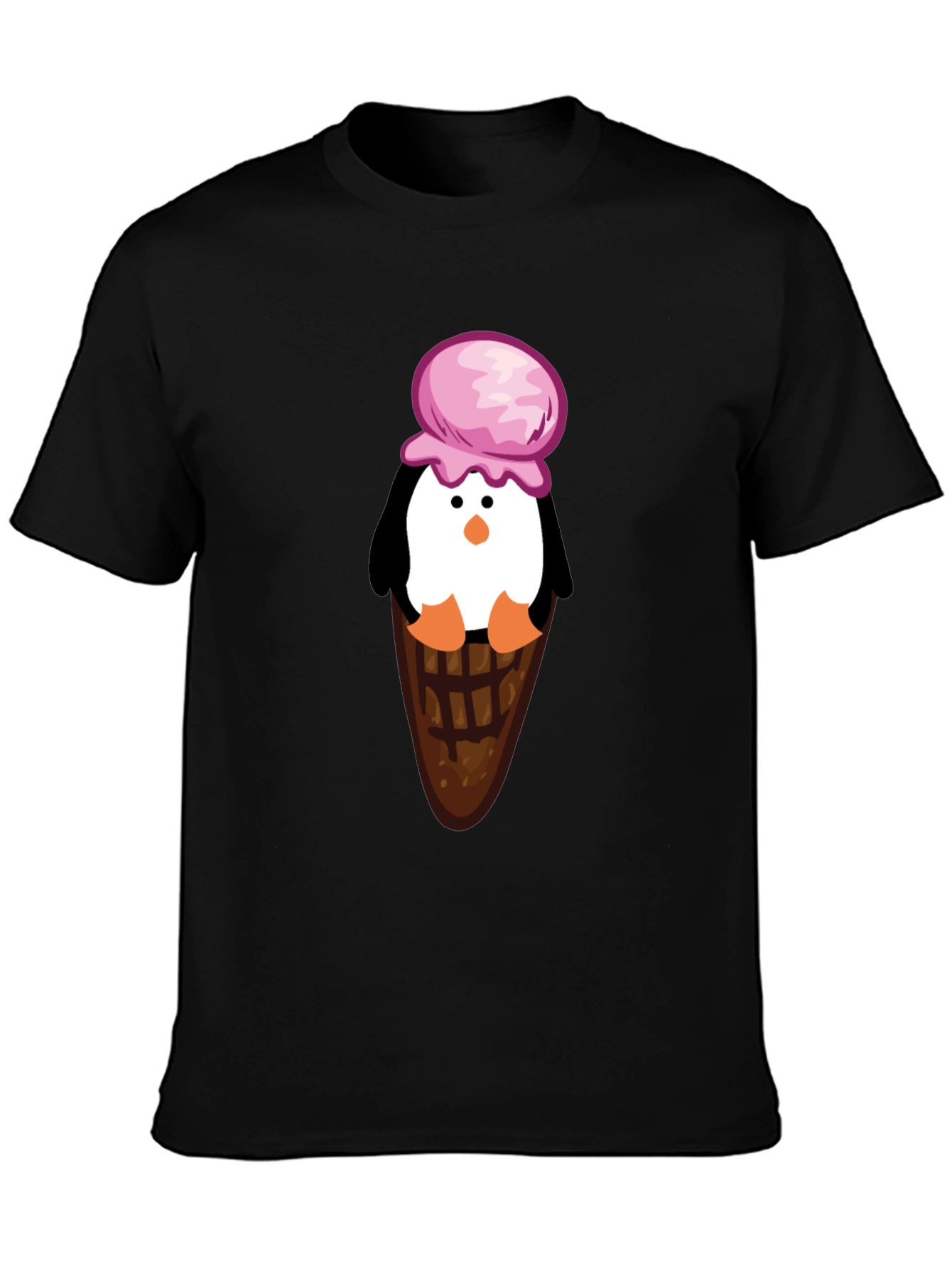 Penguin Ice Cream Cone Graphic T-Shirt