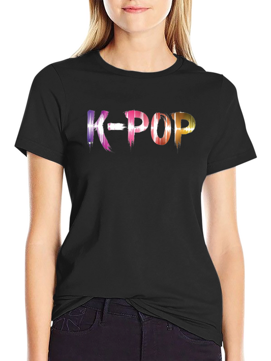 K-Pop Graphic Print Crew Neck T-Shirt