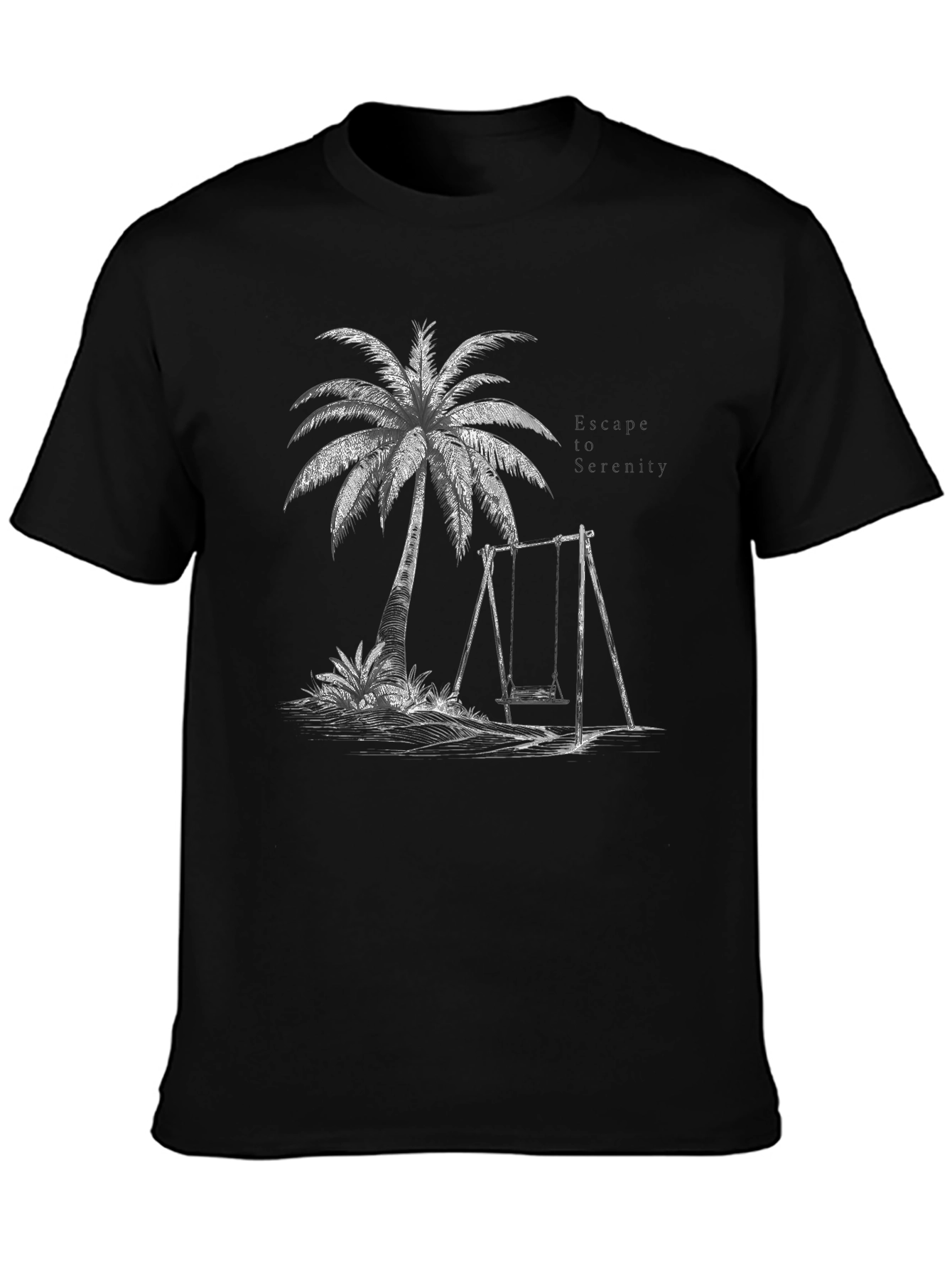 Tropical Paradise T-Shirt - Palm Tree and Swing Design