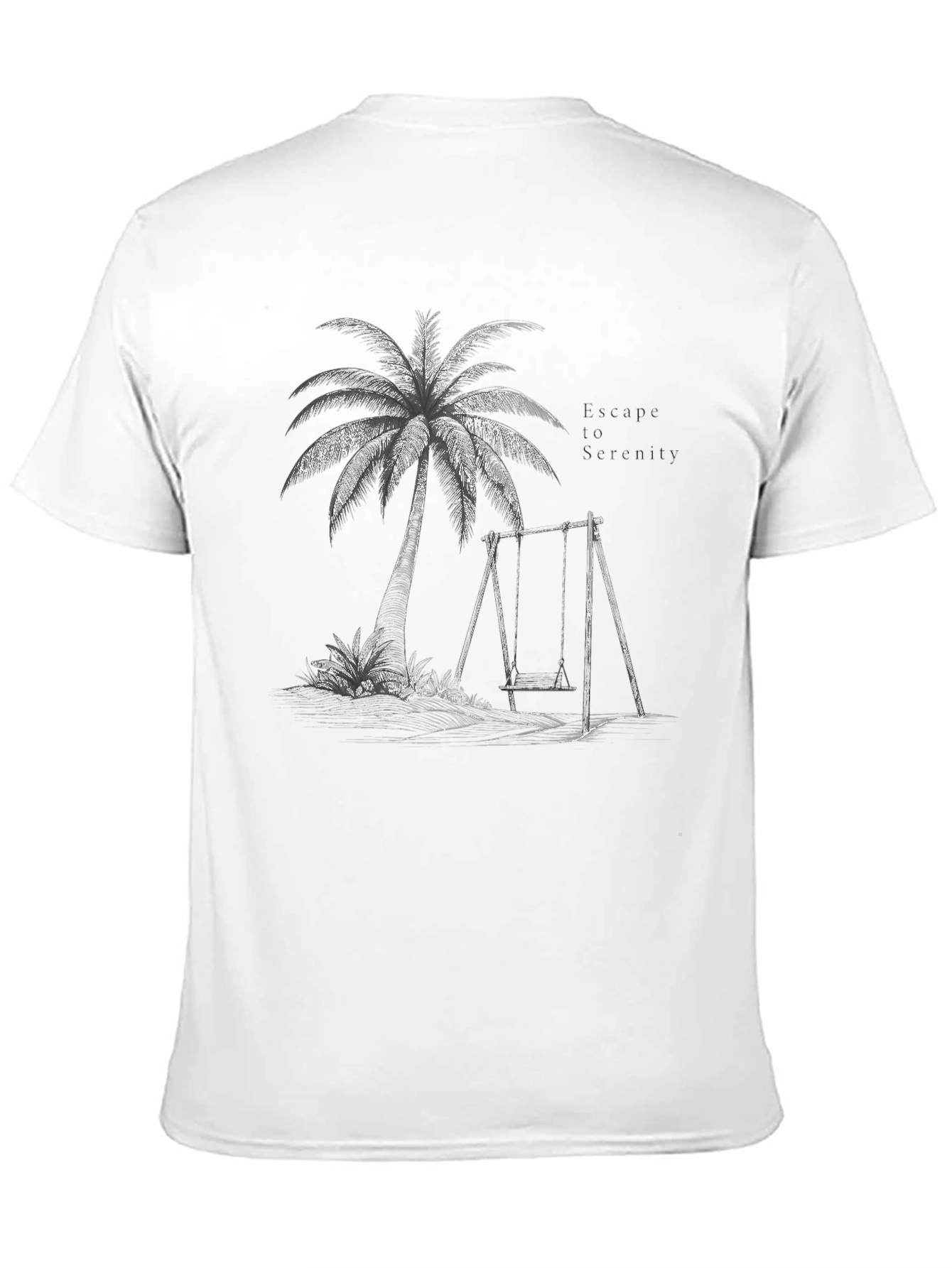 Tropical Paradise T-Shirt - Palm Tree and Swing Design
