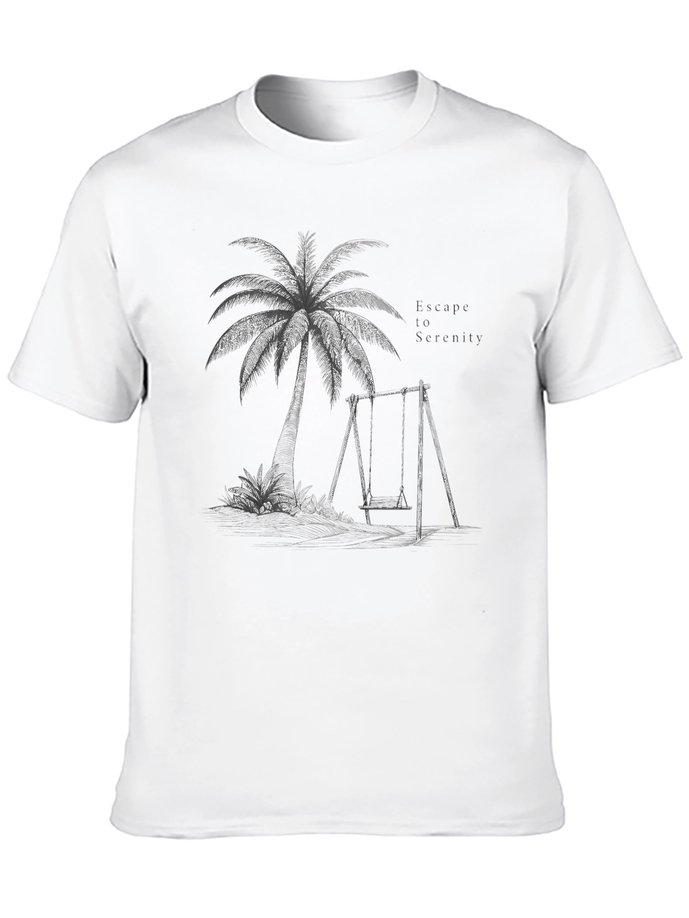 Tropical Paradise T-Shirt - Palm Tree and Swing Design