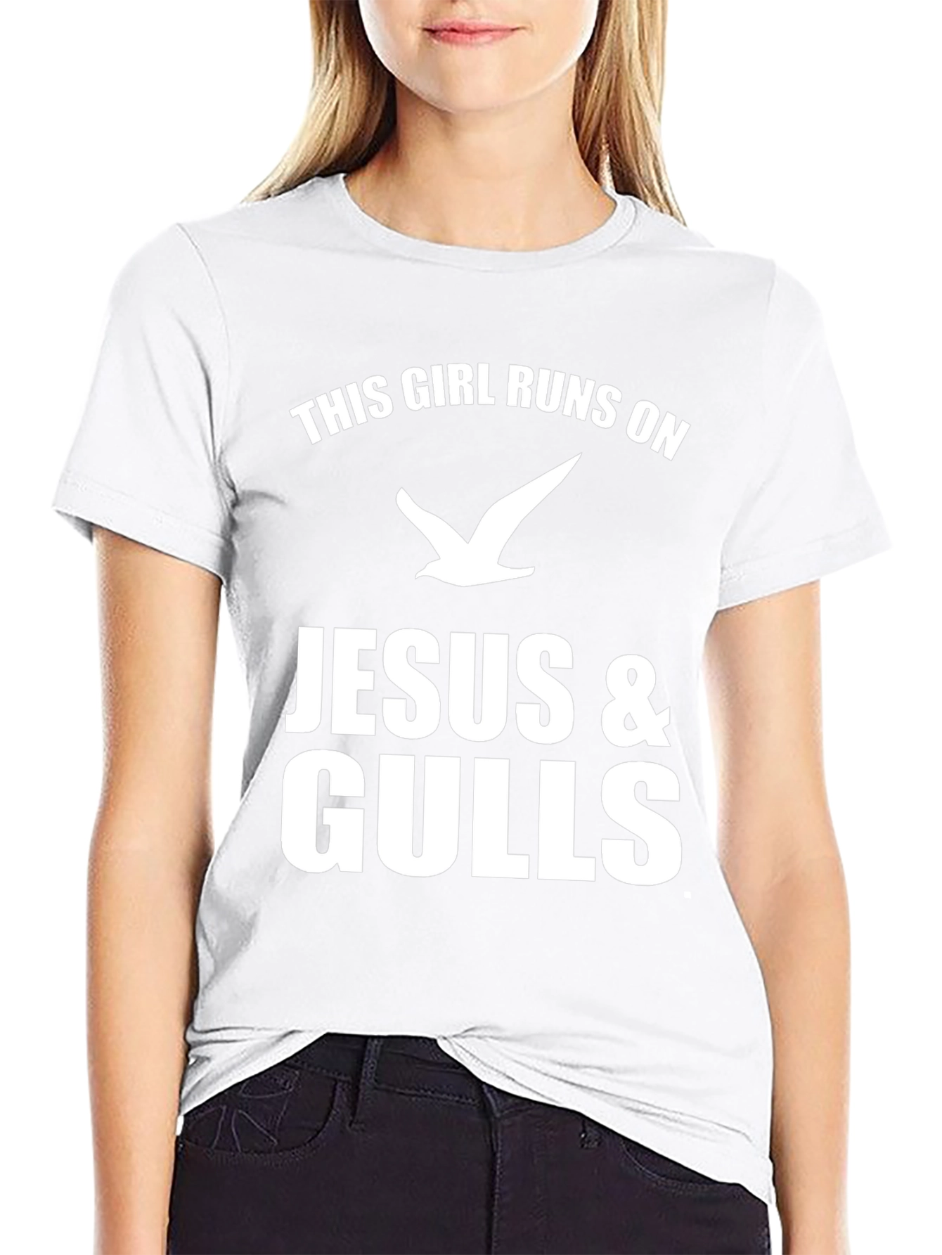This Girl Runs on Jesus & Gulls Black T-Shirt