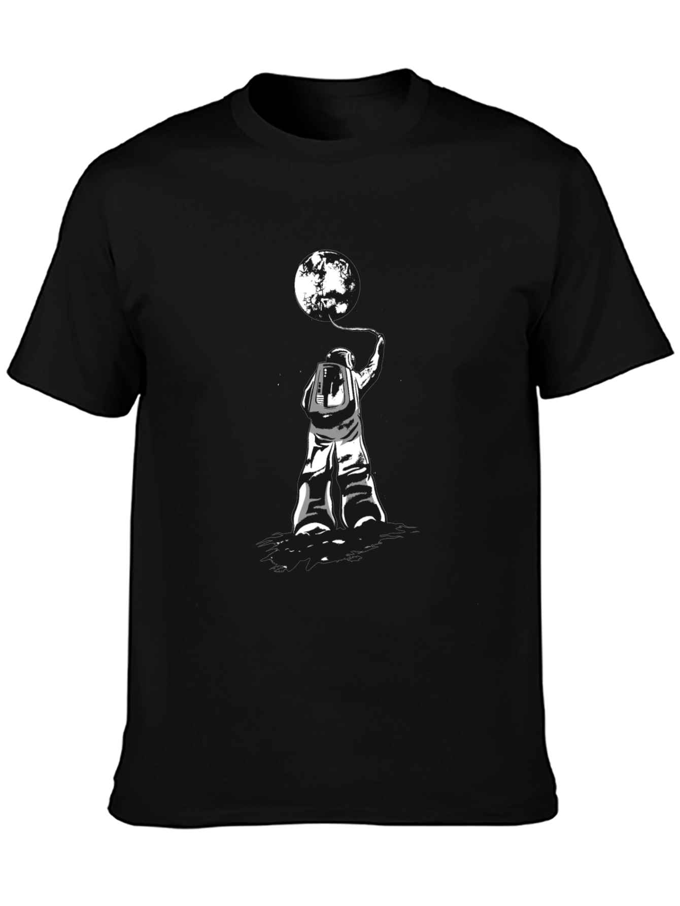 Astronaut Moon Graphic Tee - Unisex Black T-Shirt