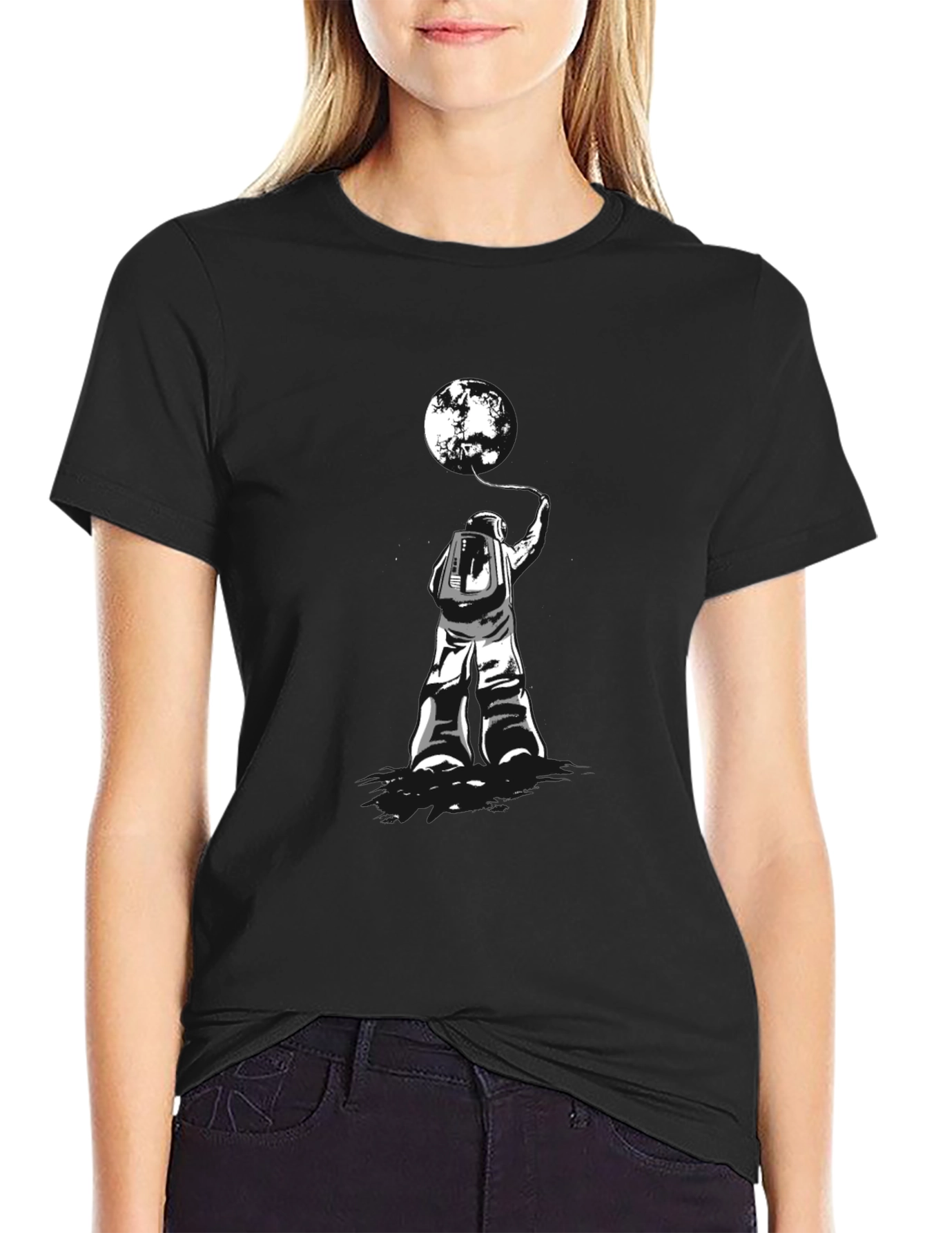 Astronaut Moon Graphic Tee - Unisex Black T-Shirt