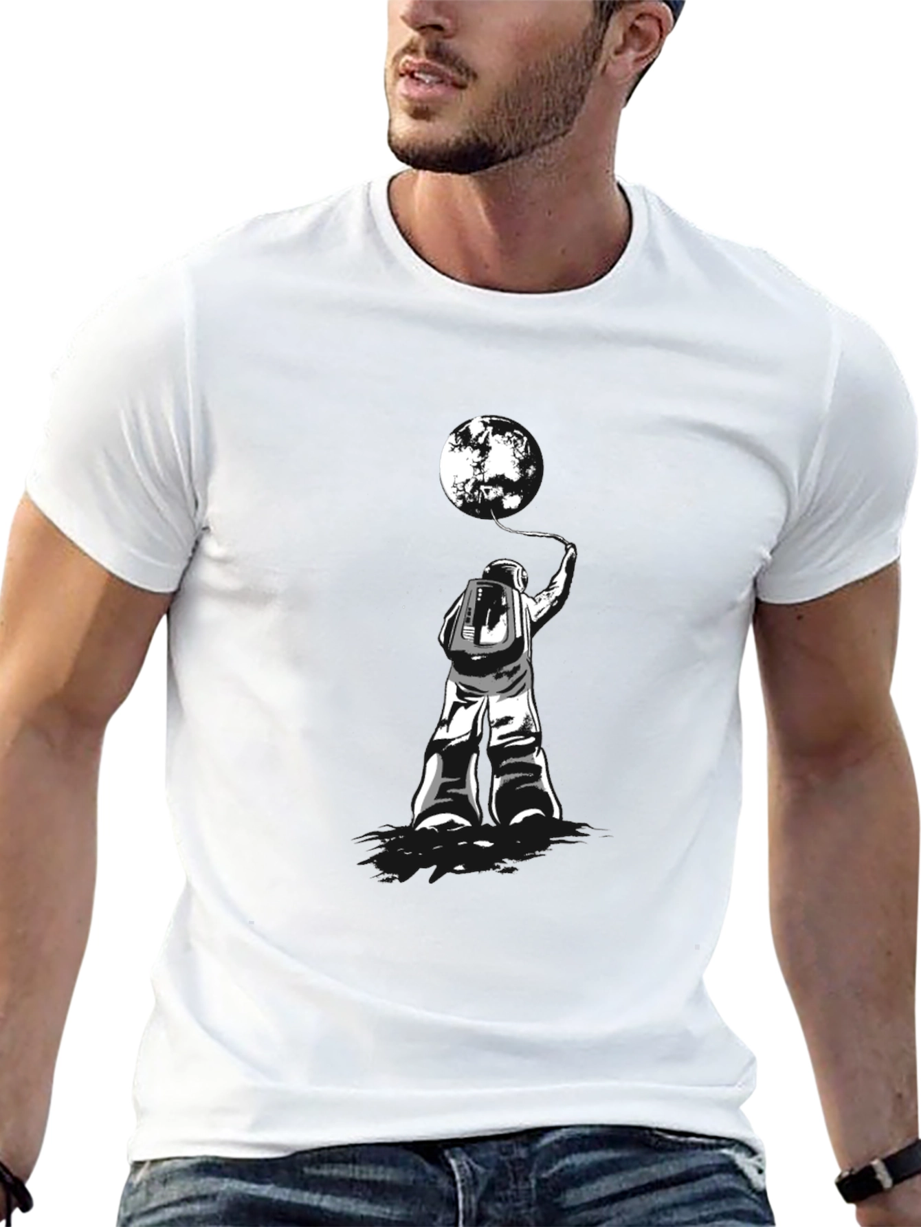 Astronaut Moon Graphic Tee - Unisex Black T-Shirt