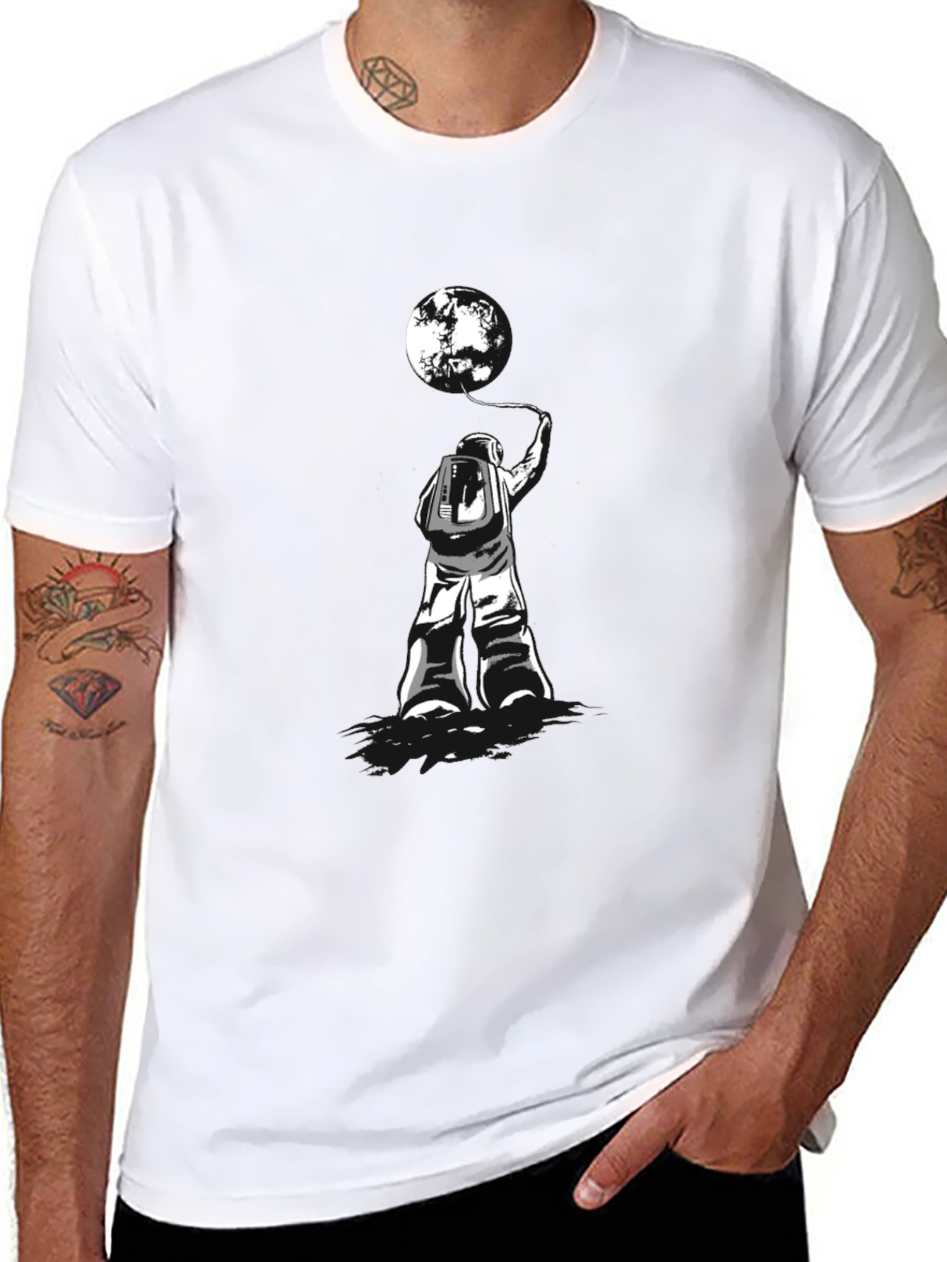 Astronaut Moon Graphic Tee - Unisex Black T-Shirt
