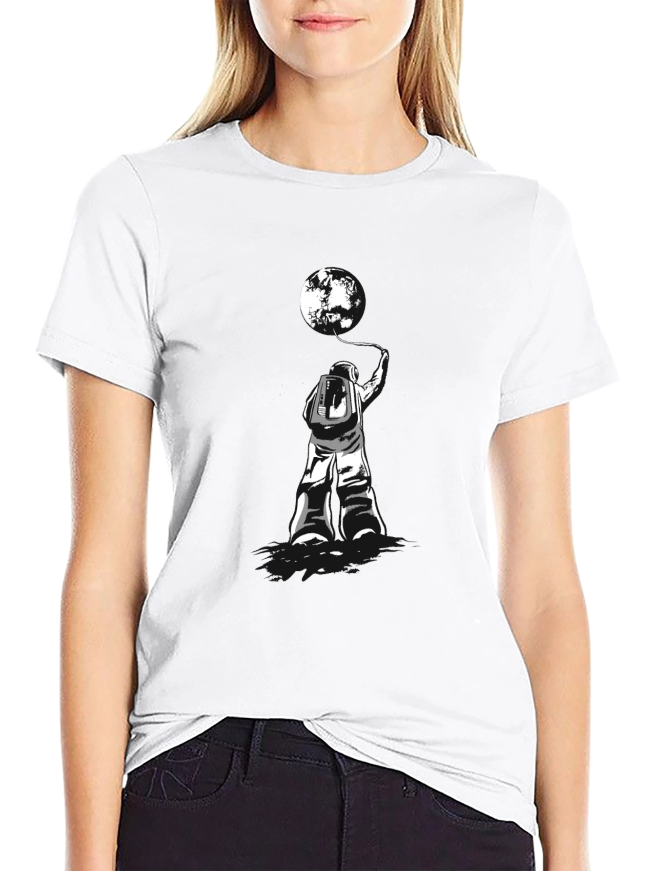 Astronaut Moon Graphic Tee - Unisex Black T-Shirt
