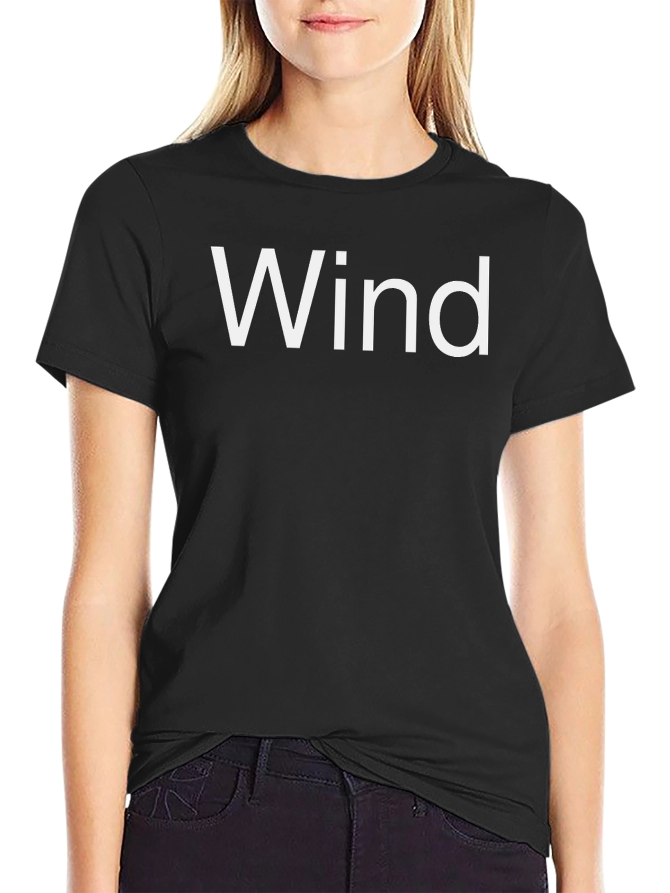 Wind Tee - Black Cotton Blend Casual T-Shirt