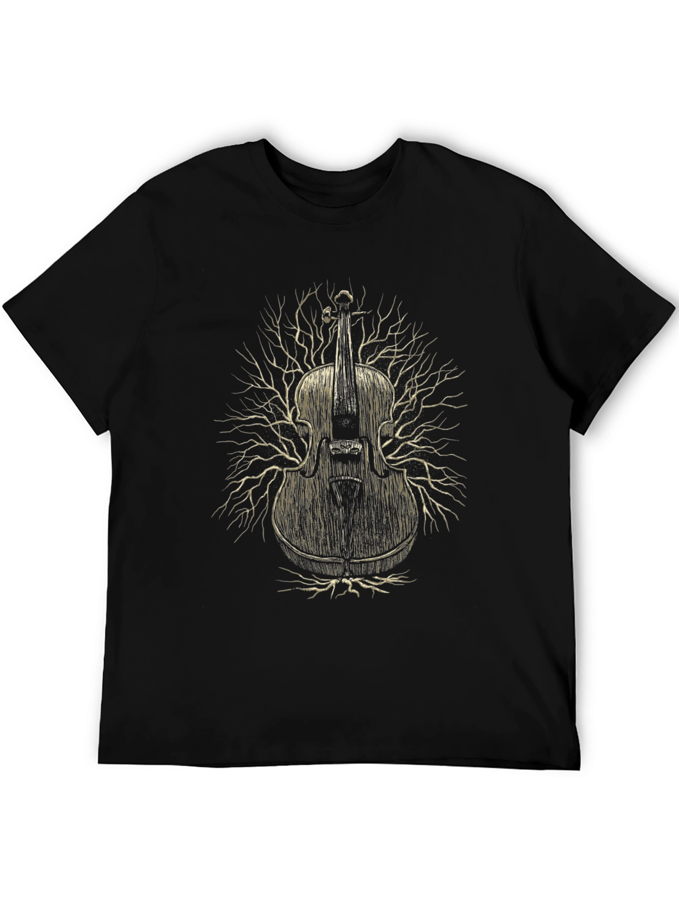 Violin Tree Graphic T-Shirt - Black
