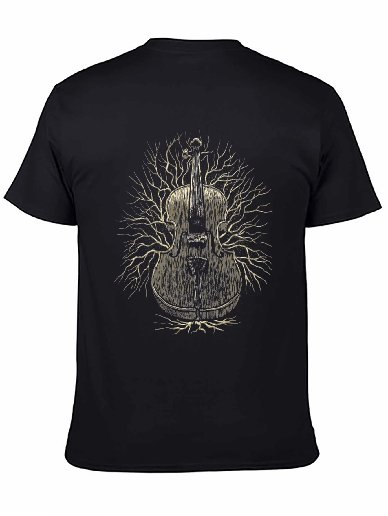 Violin Tree Graphic T-Shirt - Black