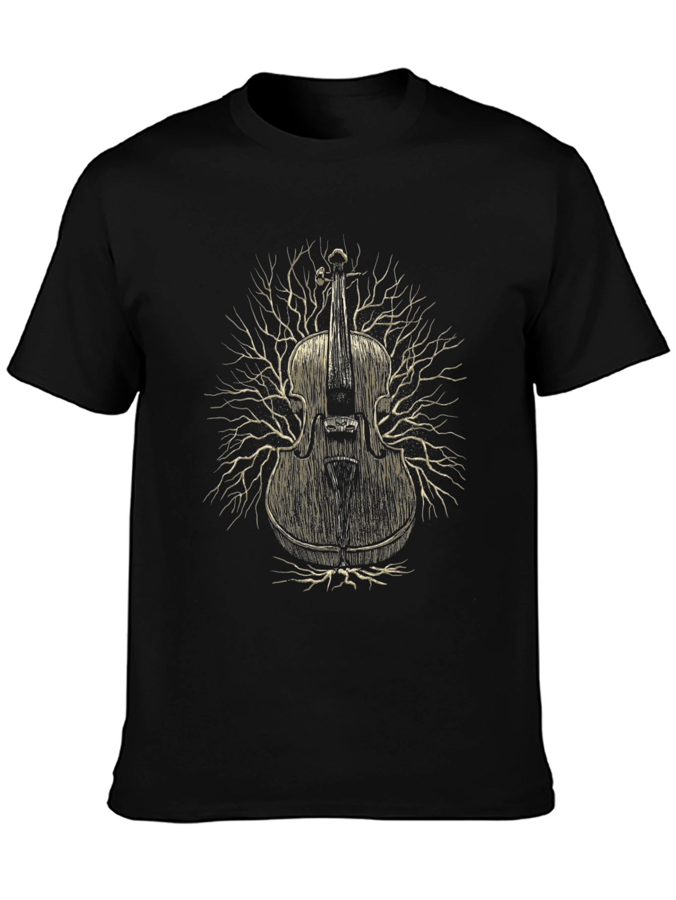 Violin Tree Graphic T-Shirt - Black