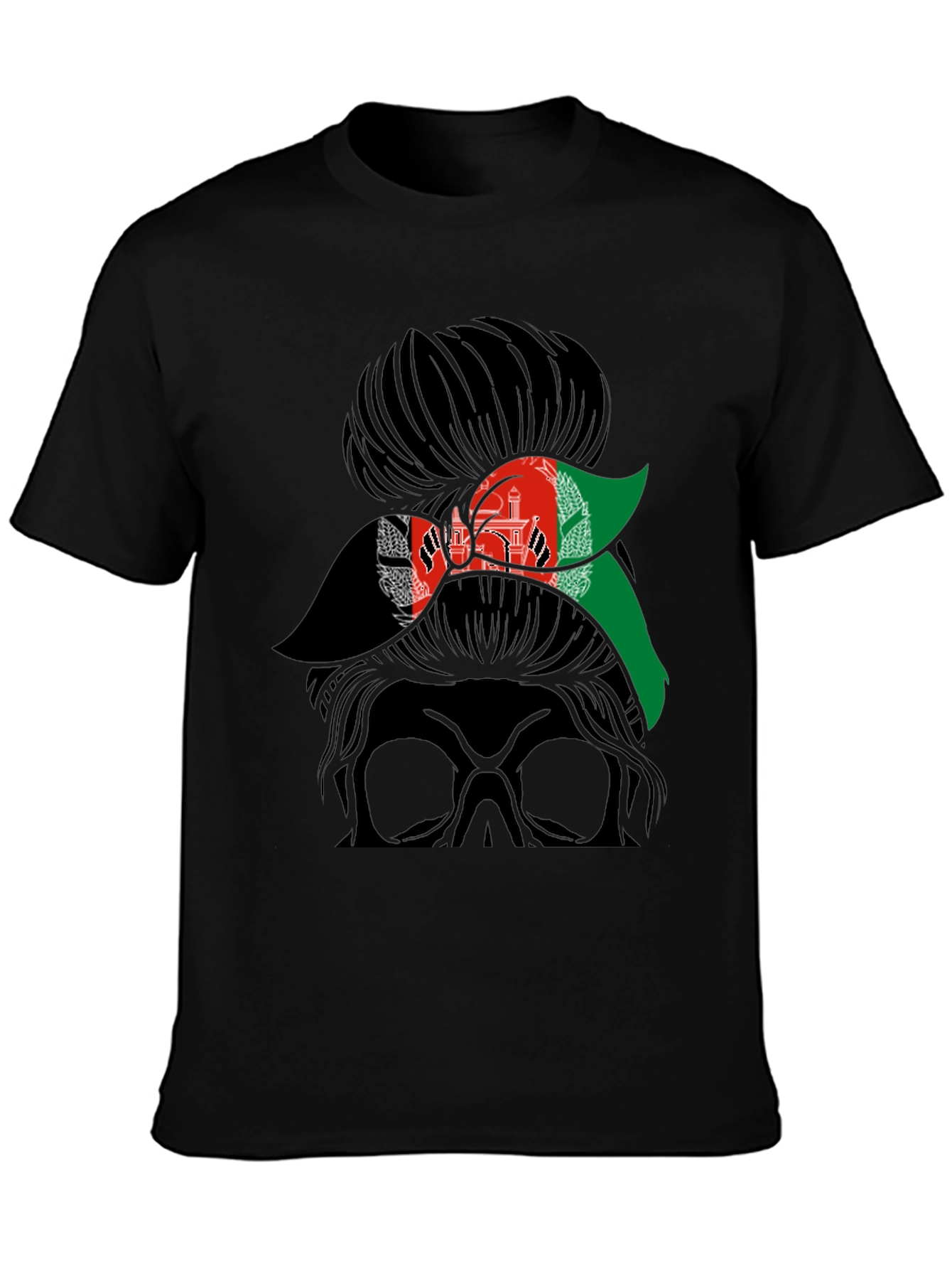 Afghan Flag Messy Bun T-Shirt
