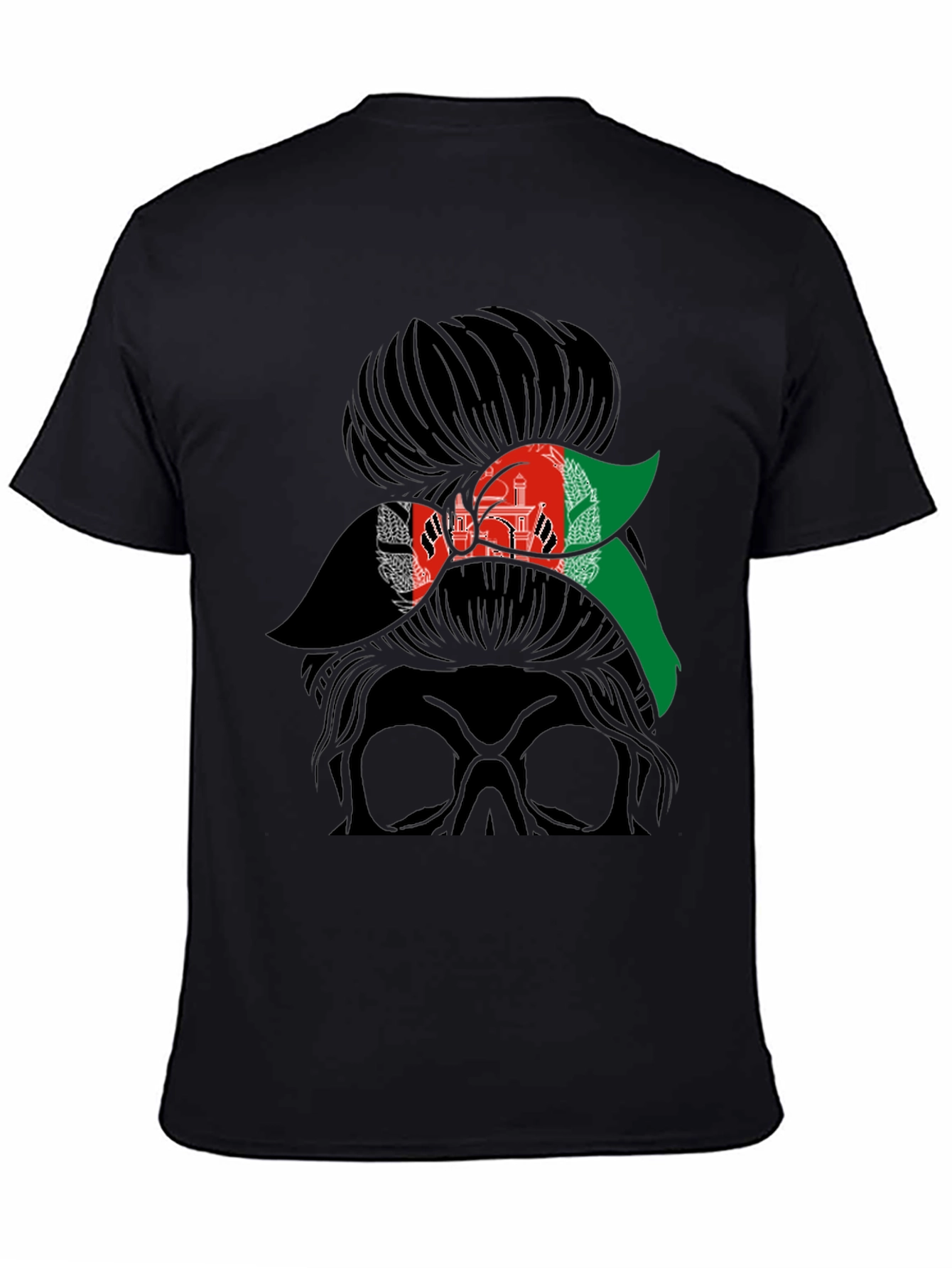 Afghan Flag Messy Bun T-Shirt