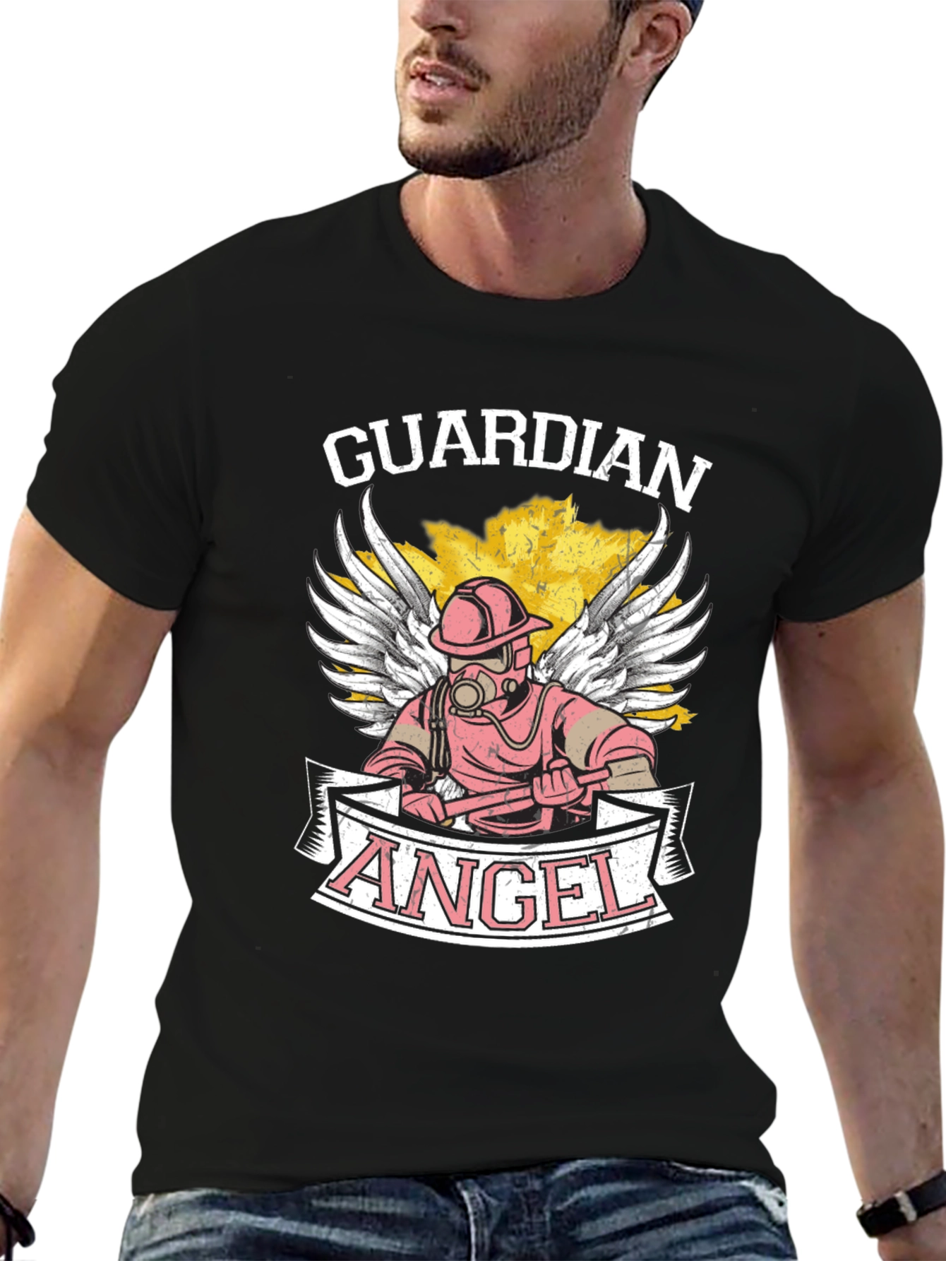 Guardian Angel Firefighter Graphic Tee