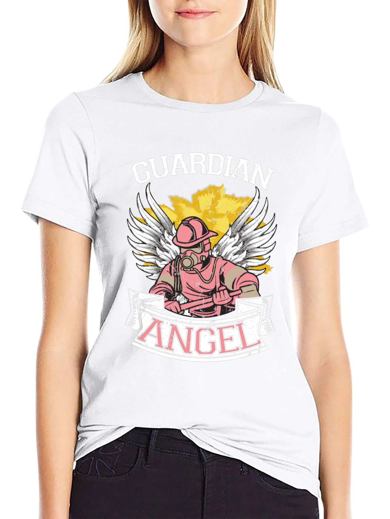 Guardian Angel Firefighter Graphic Tee
