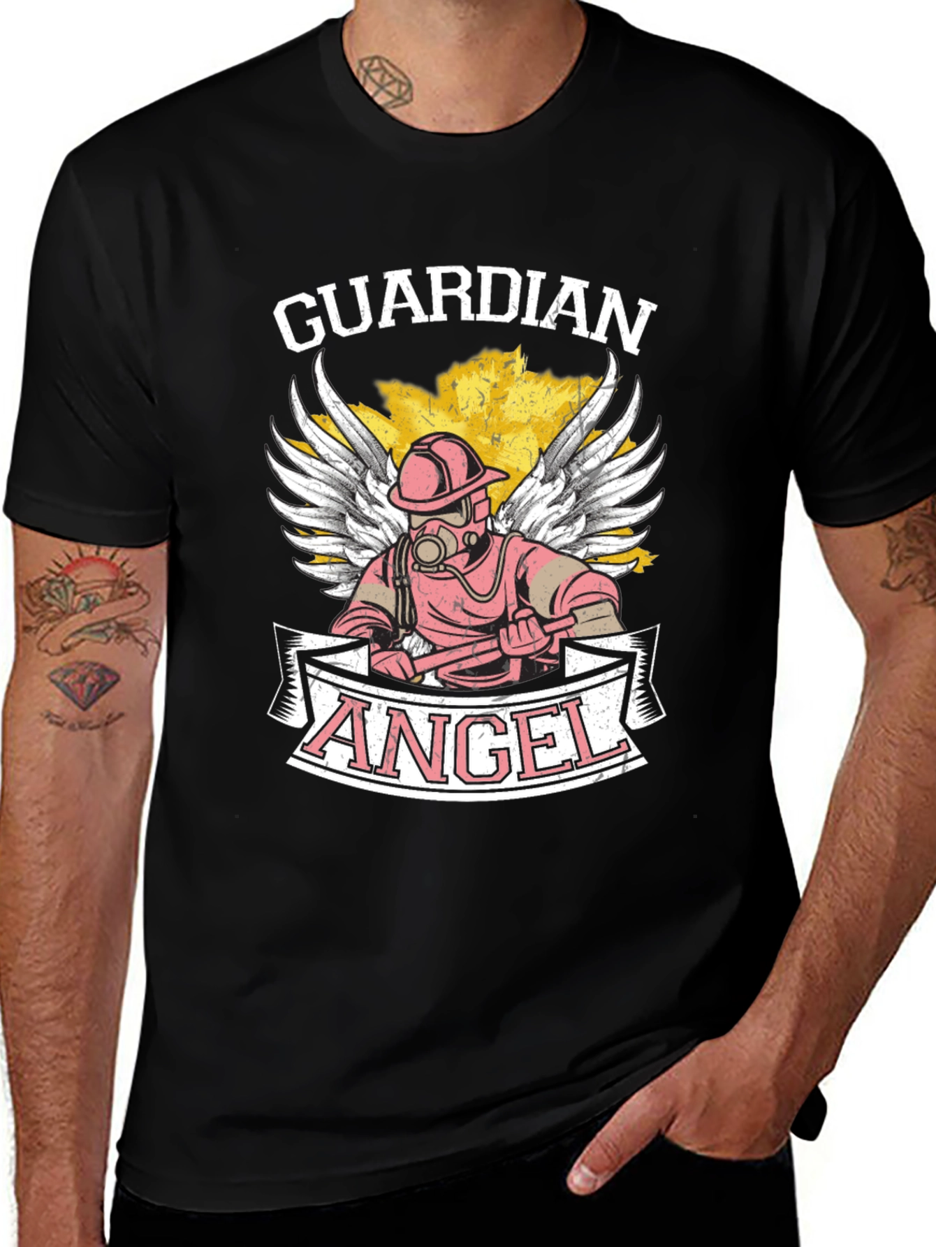 Guardian Angel Firefighter Graphic Tee