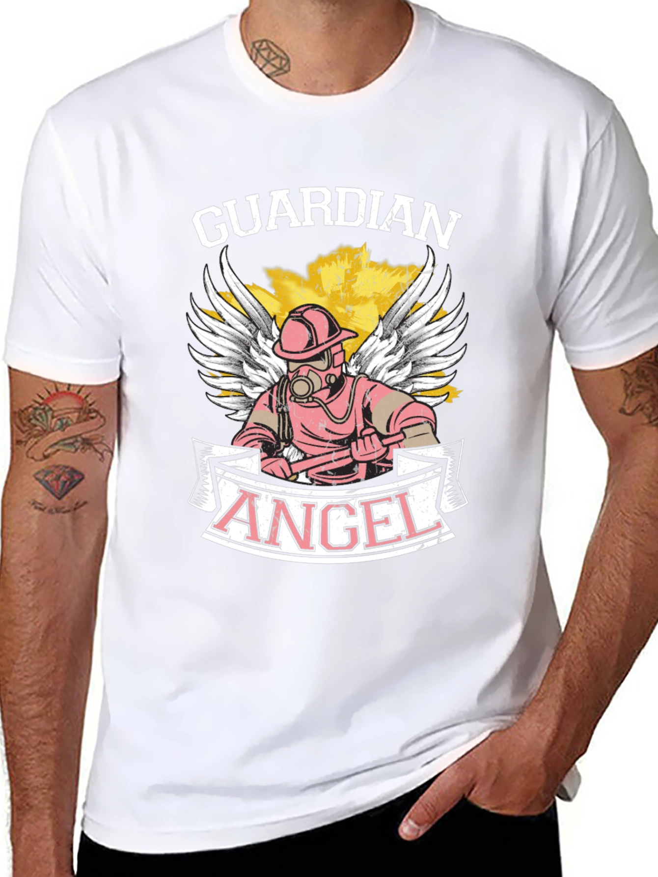 Guardian Angel Firefighter Graphic Tee