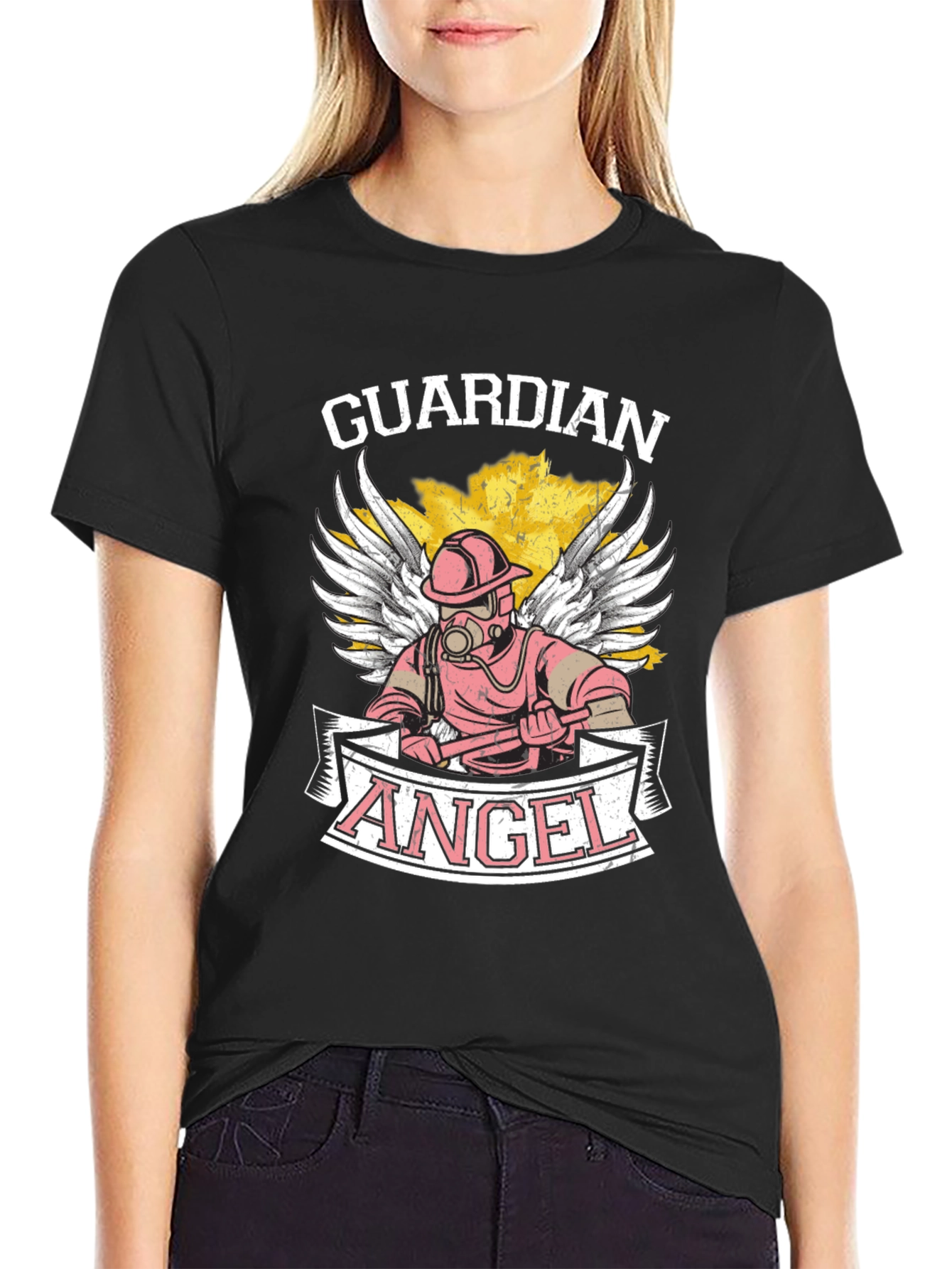 Guardian Angel Firefighter Graphic Tee