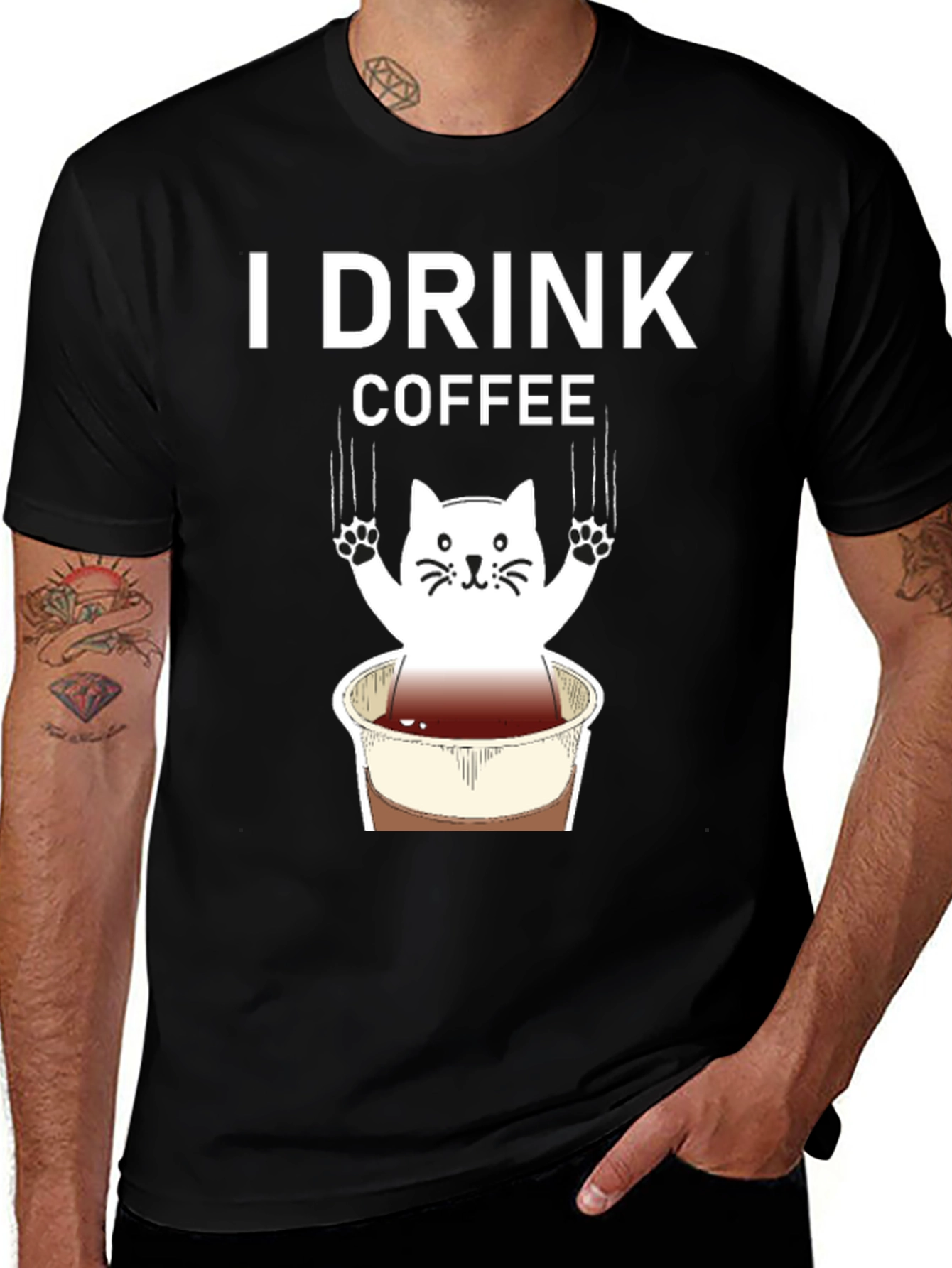 I Drink Coffee Cat Graphic Tee