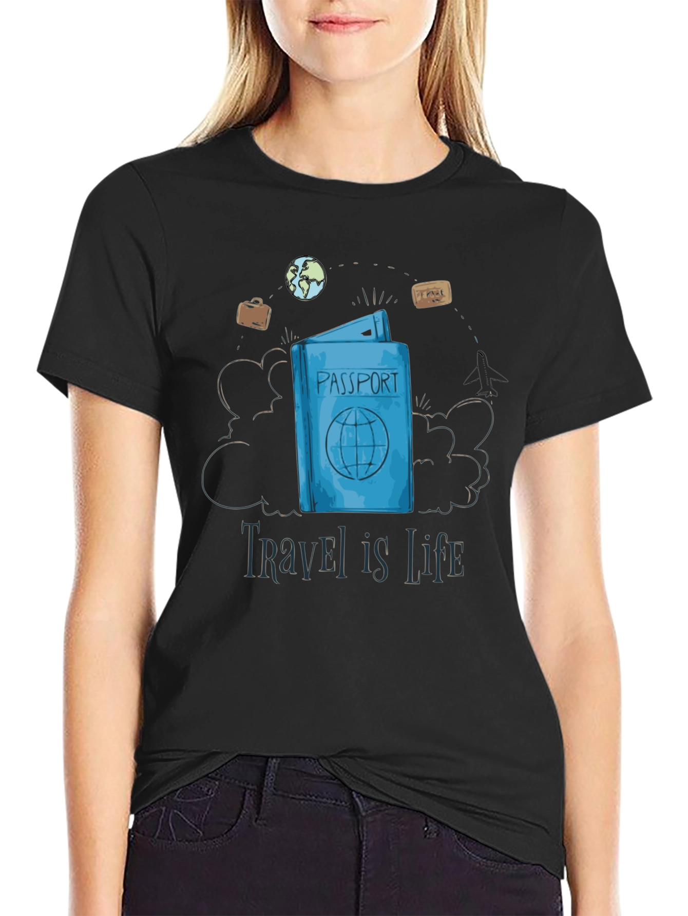 Travel is Life Passport Graphic T-Shirt