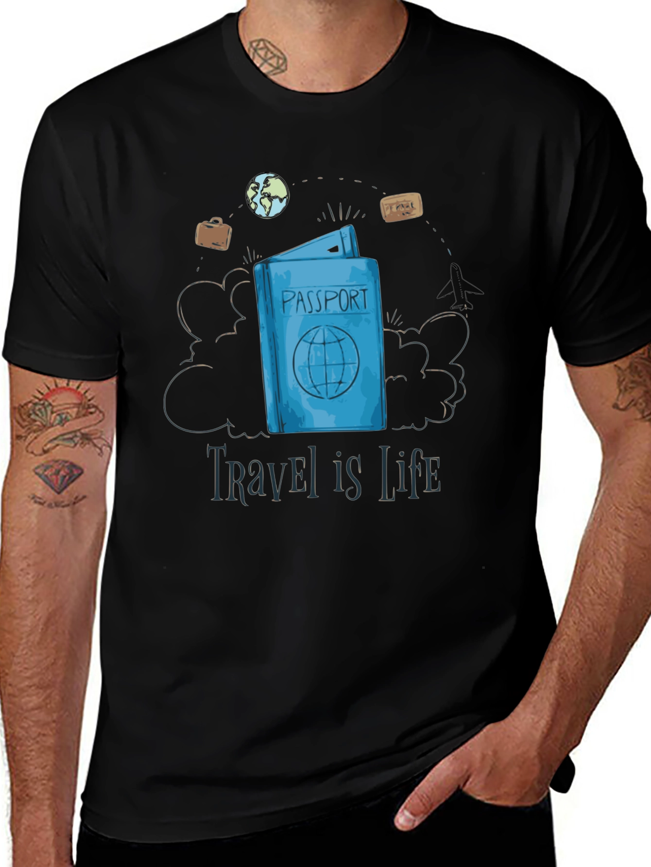 Travel is Life Passport Graphic T-Shirt