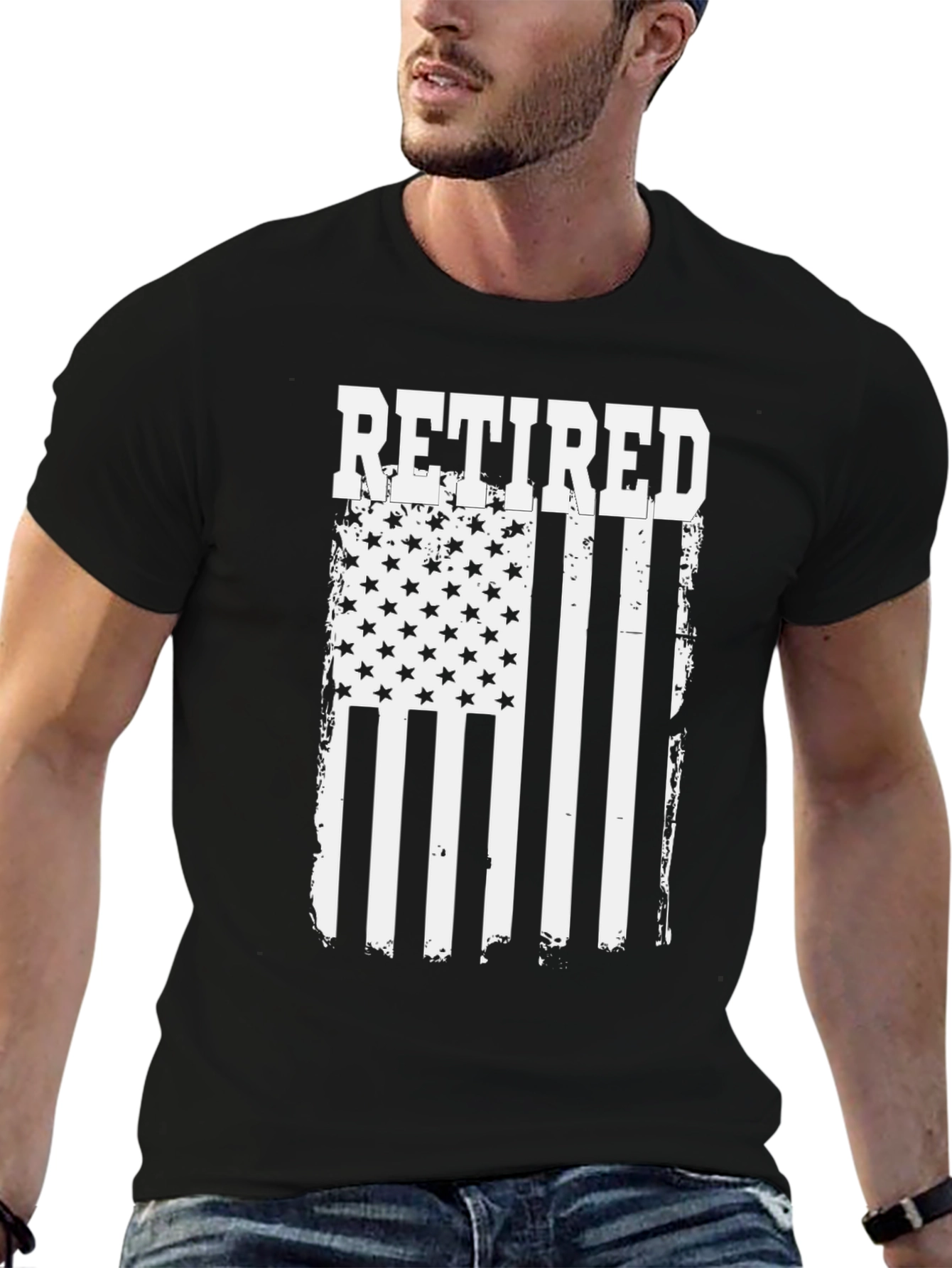 Retired American Flag Graphic T-Shirt