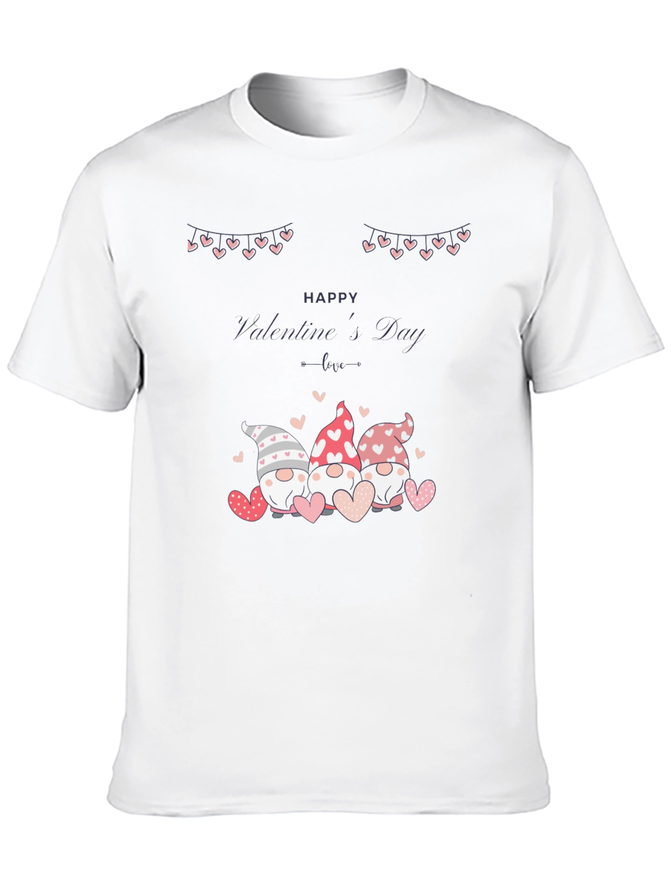 Valentines Day Gnomes Black T-Shirt