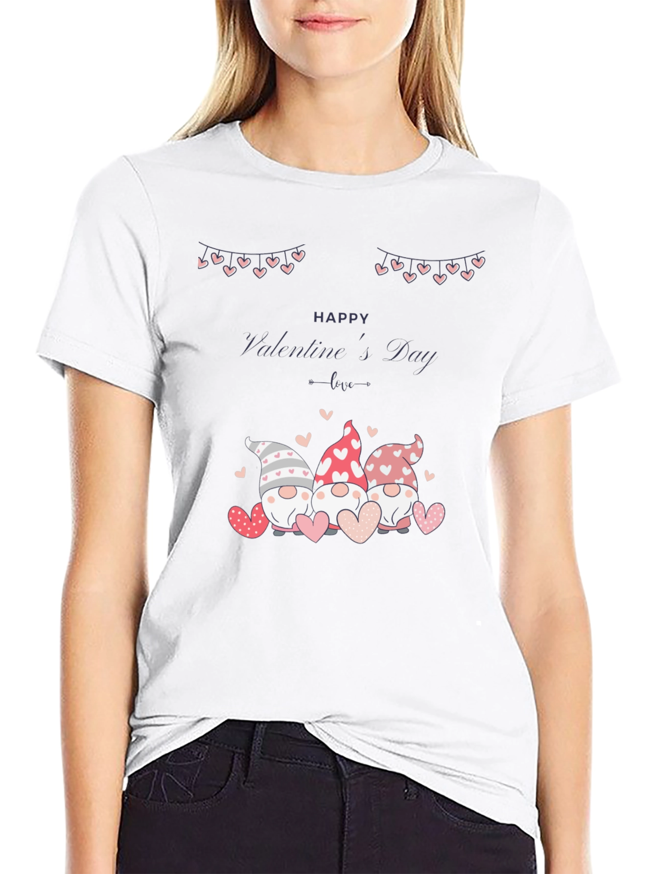 Valentines Day Gnomes Black T-Shirt