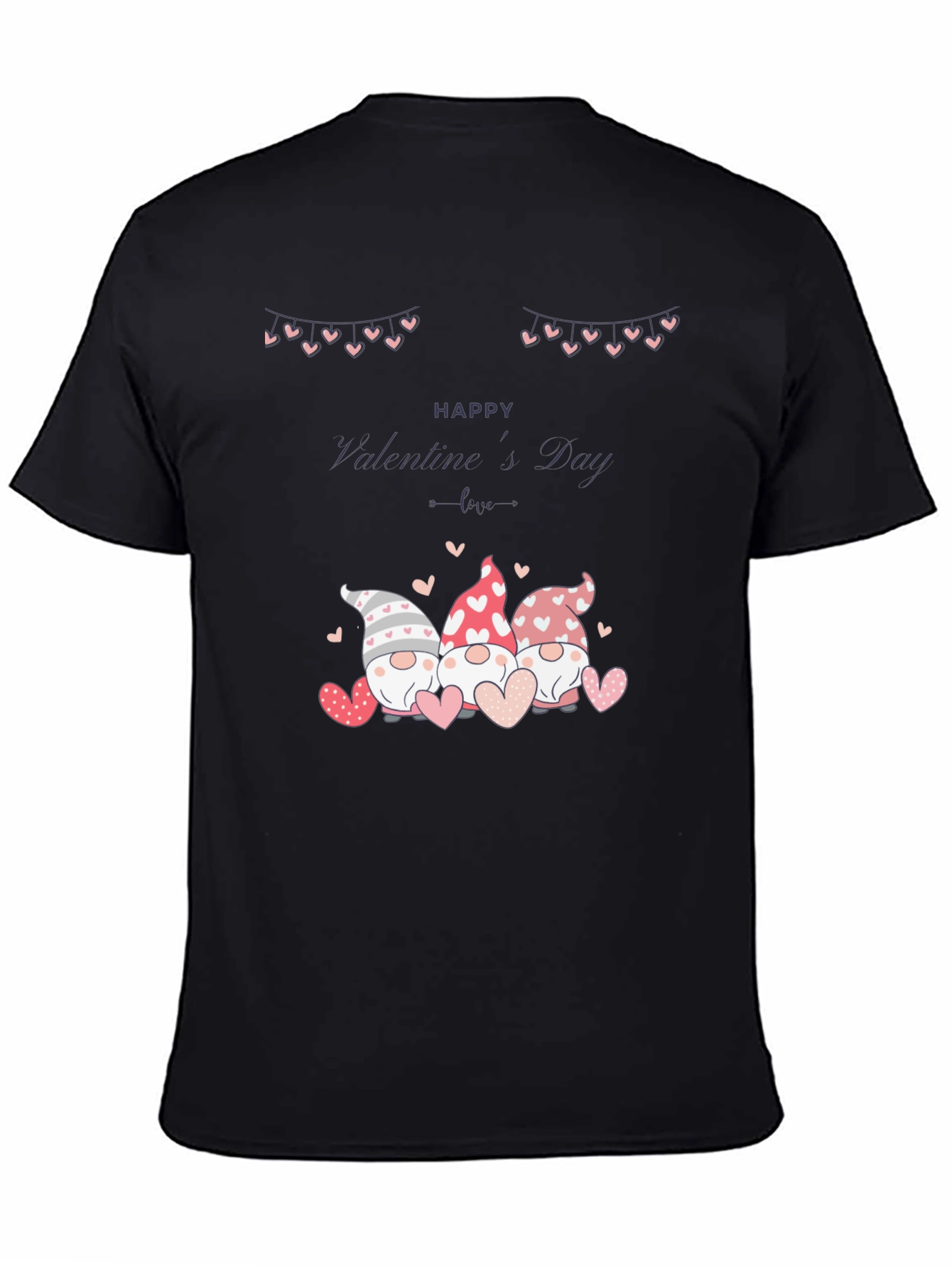 Valentines Day Gnomes Black T-Shirt