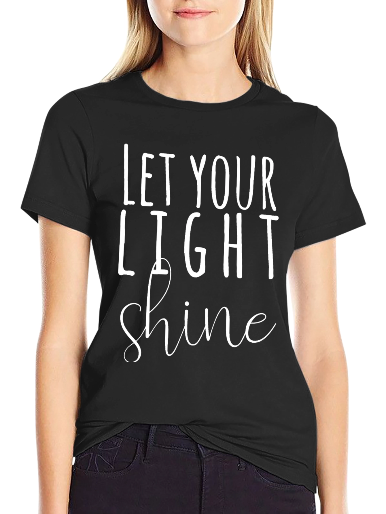 Let Your Light Shine Black Graphic T-Shirt