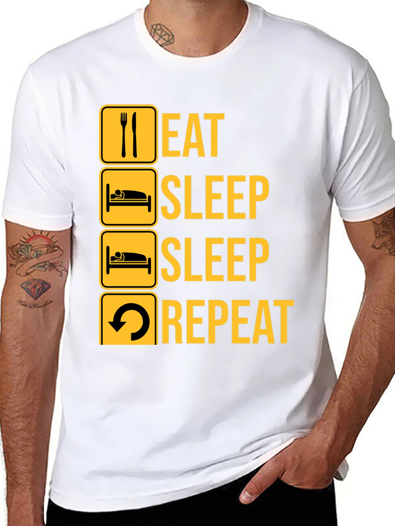 Eat Sleep Repeat Black Graphic Tee