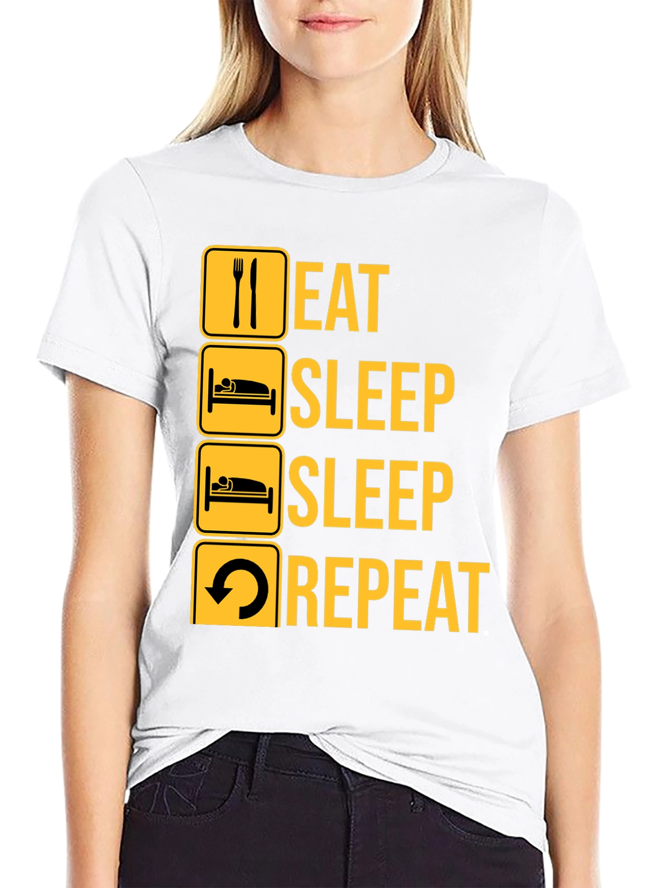 Eat Sleep Repeat Black Graphic Tee