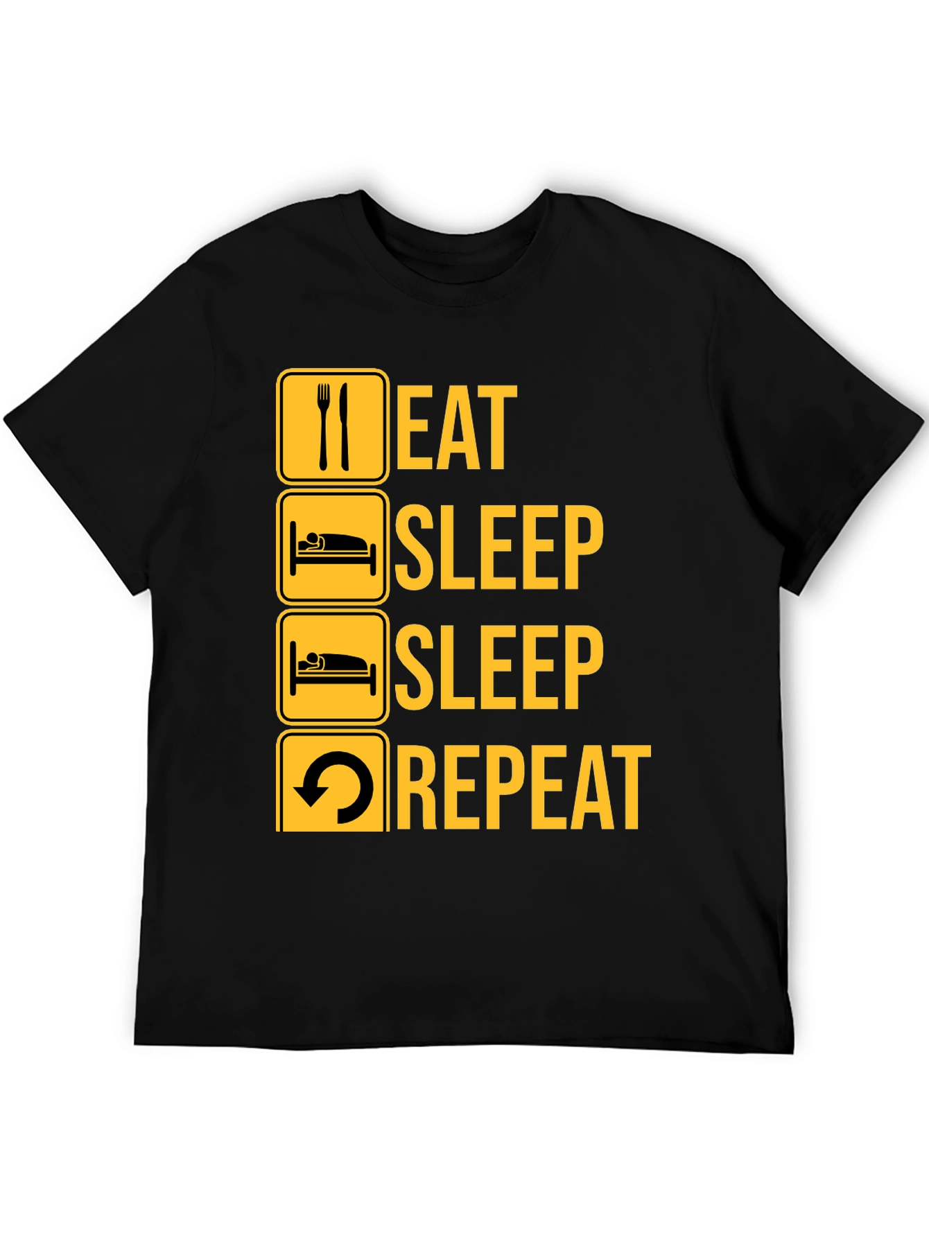 Eat Sleep Repeat Black Graphic Tee