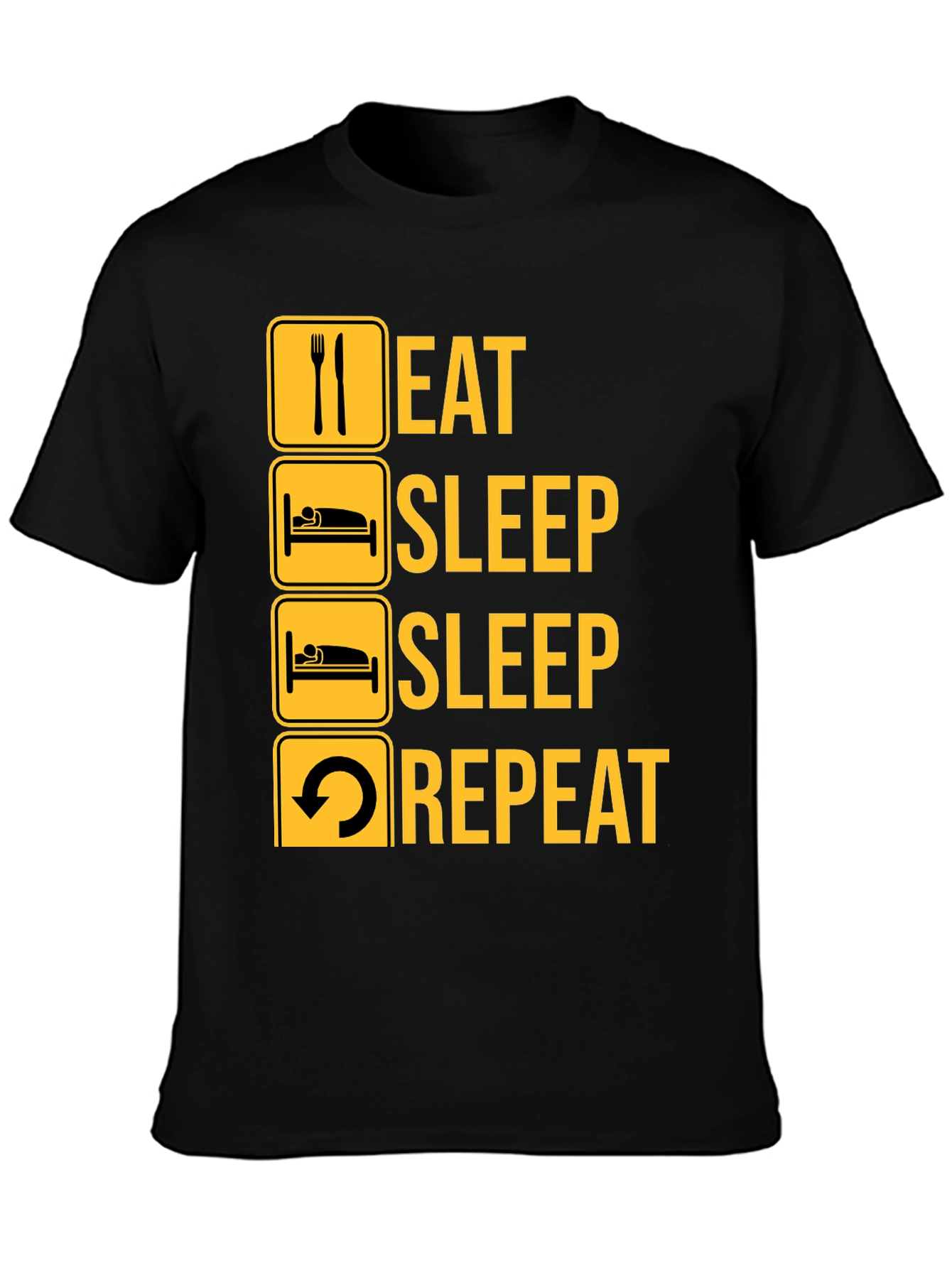 Eat Sleep Repeat Black Graphic Tee