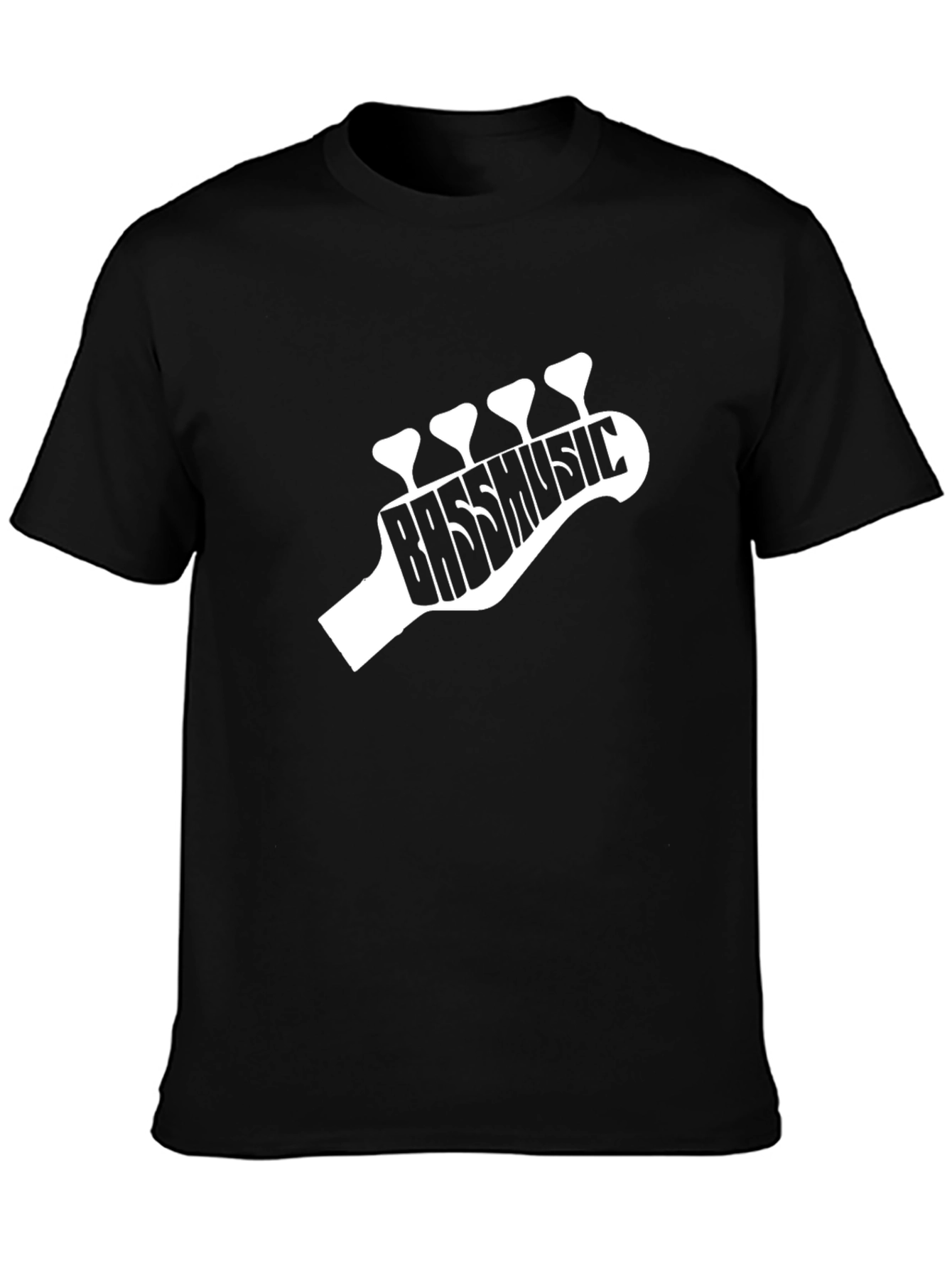 Bass Music Guitar Headstock T-Shirt - Black
