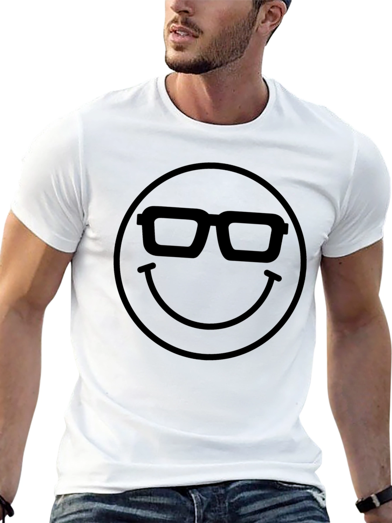 Geek Smiley Face T-Shirt - Black Graphic Tee