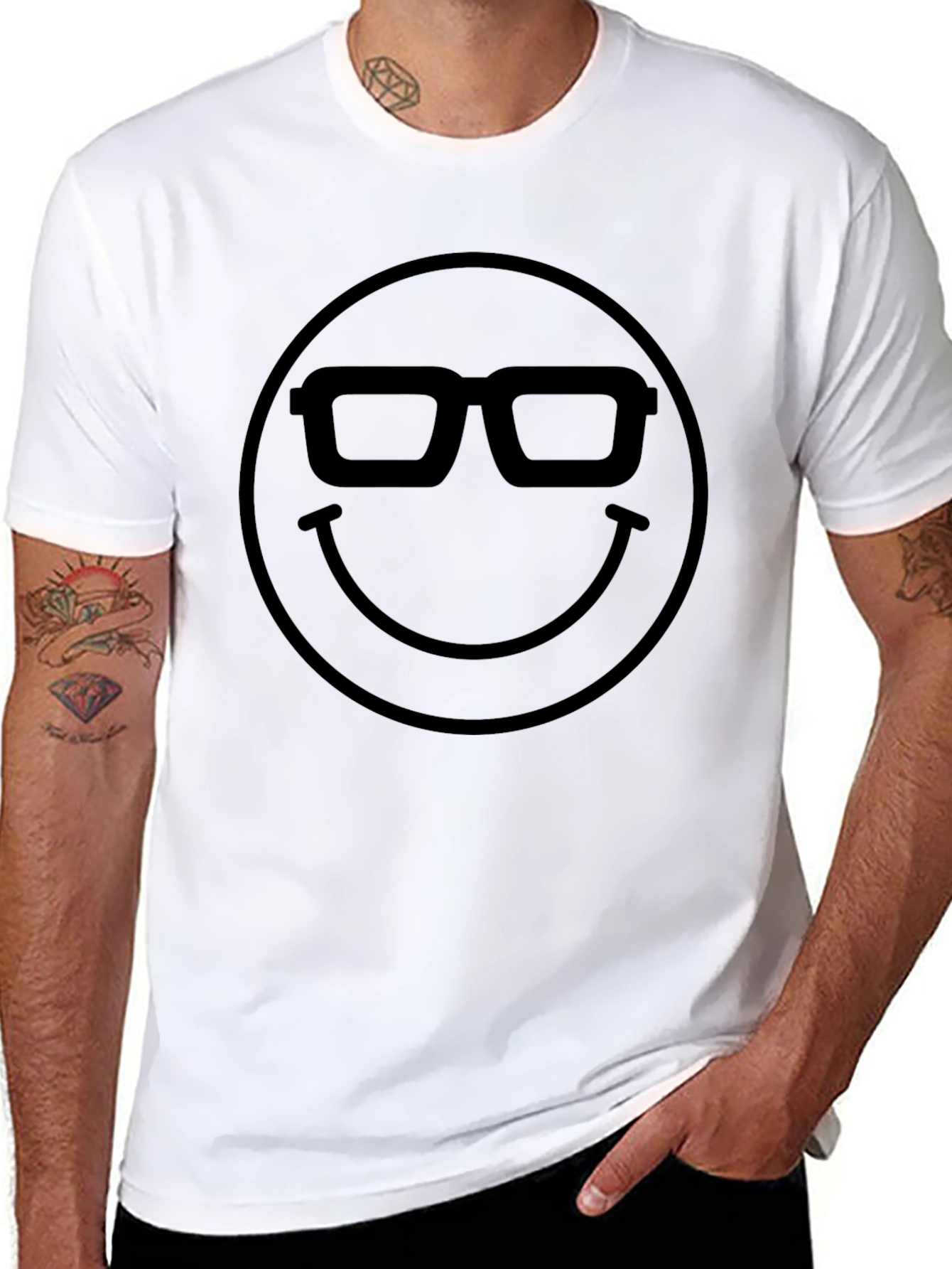 Geek Smiley Face T-Shirt - Black Graphic Tee
