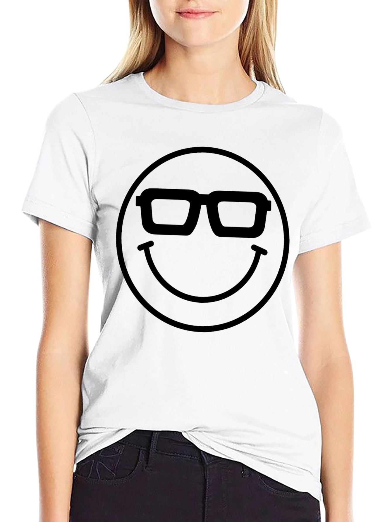 Geek Smiley Face T-Shirt - Black Graphic Tee
