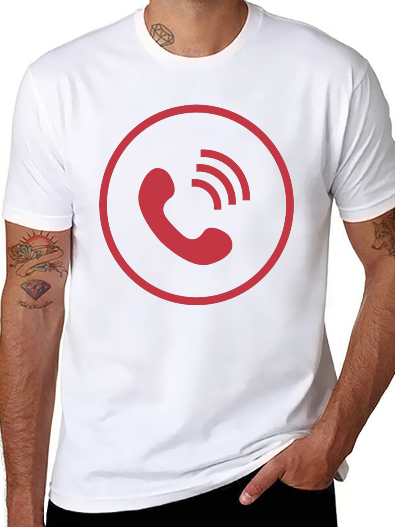 Red Phone Icon Black T-Shirt