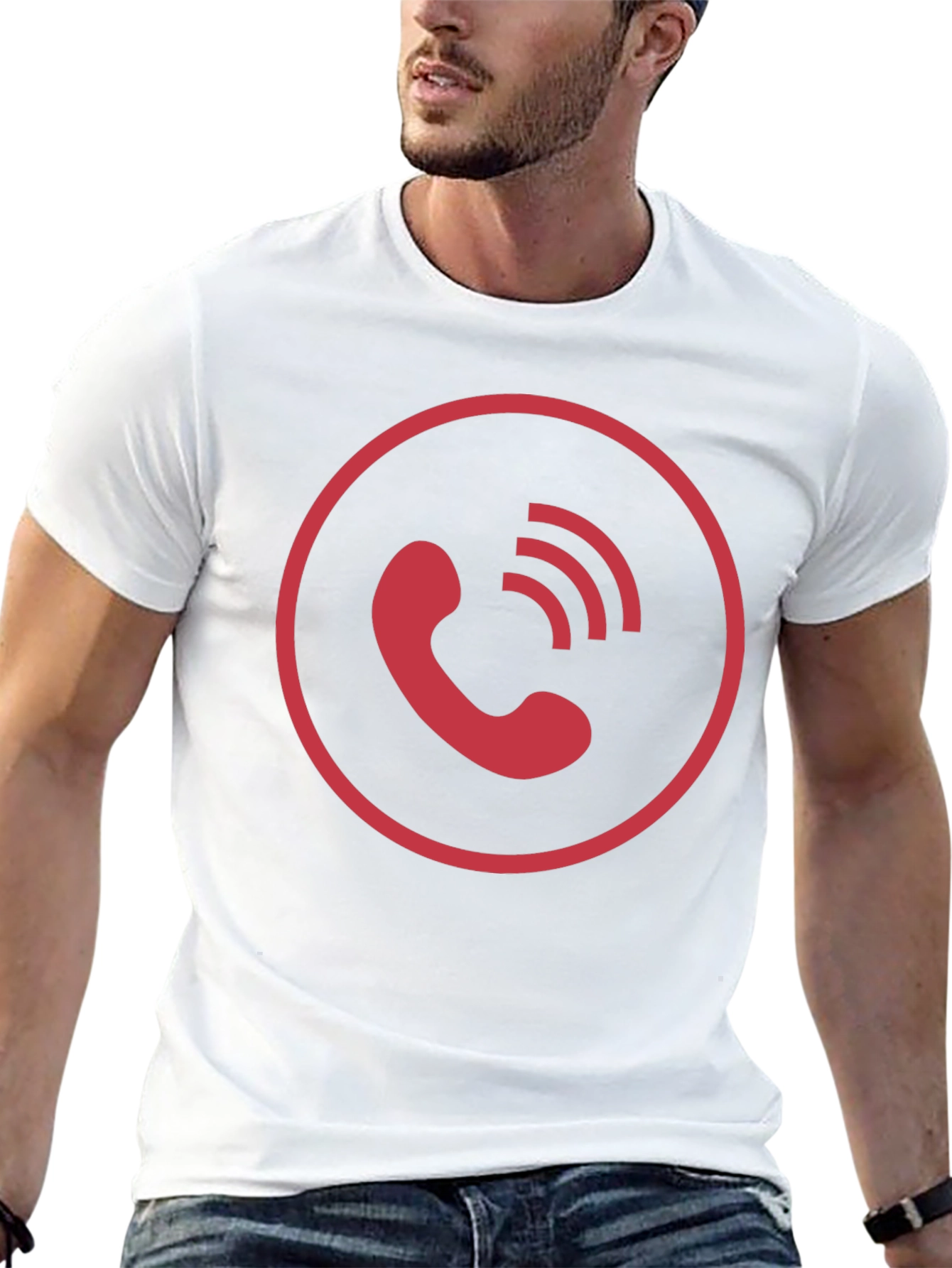 Red Phone Icon Black T-Shirt